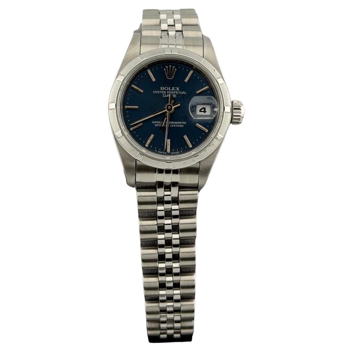 Rolex Ladies Date 69190 26mm Blue Dial Stainless Steel Jubilee