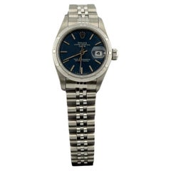 Rolex Ladies Date 69190 26mm Blue Dial Stainless Steel Jubilee