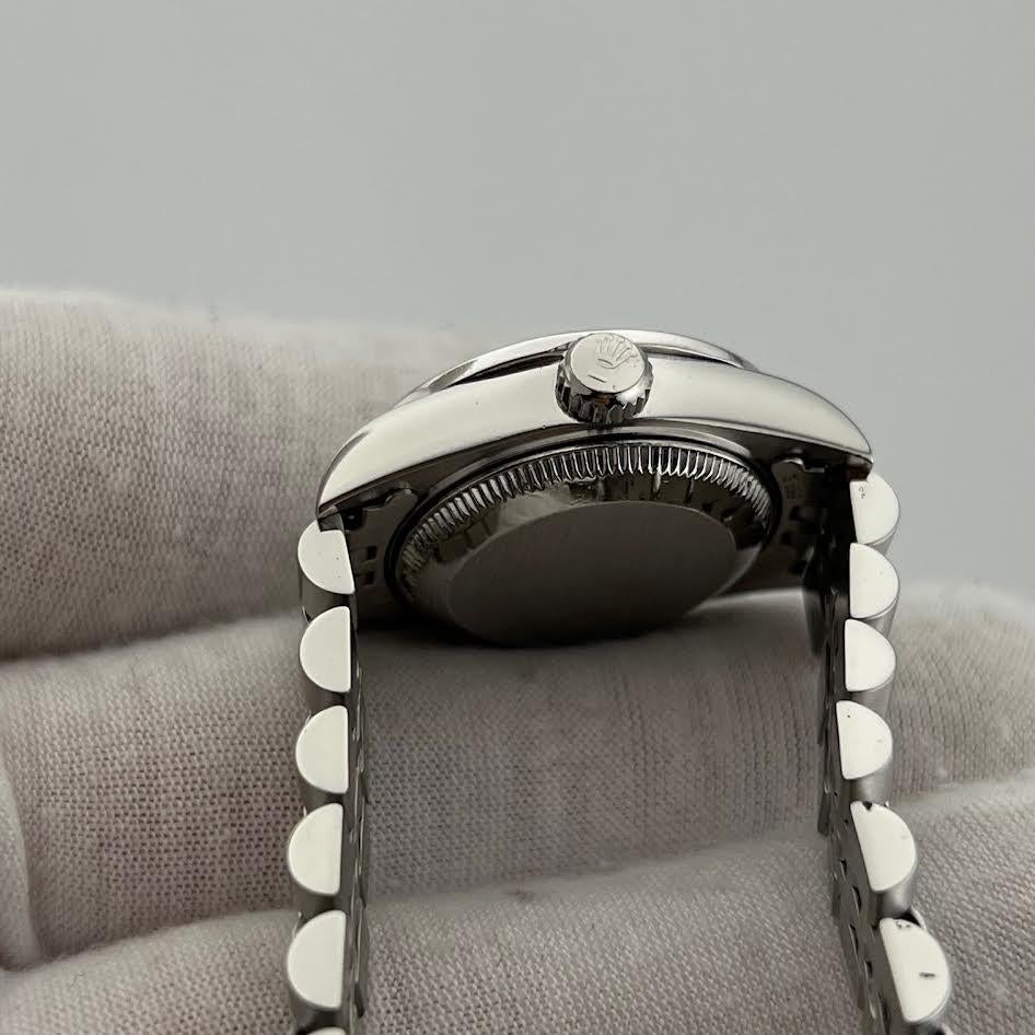 Rolex Donna Date 69240 26mm Quadrante nero con diamanti Lunetta con diamanti Acciaio inossidabile in vendita 4