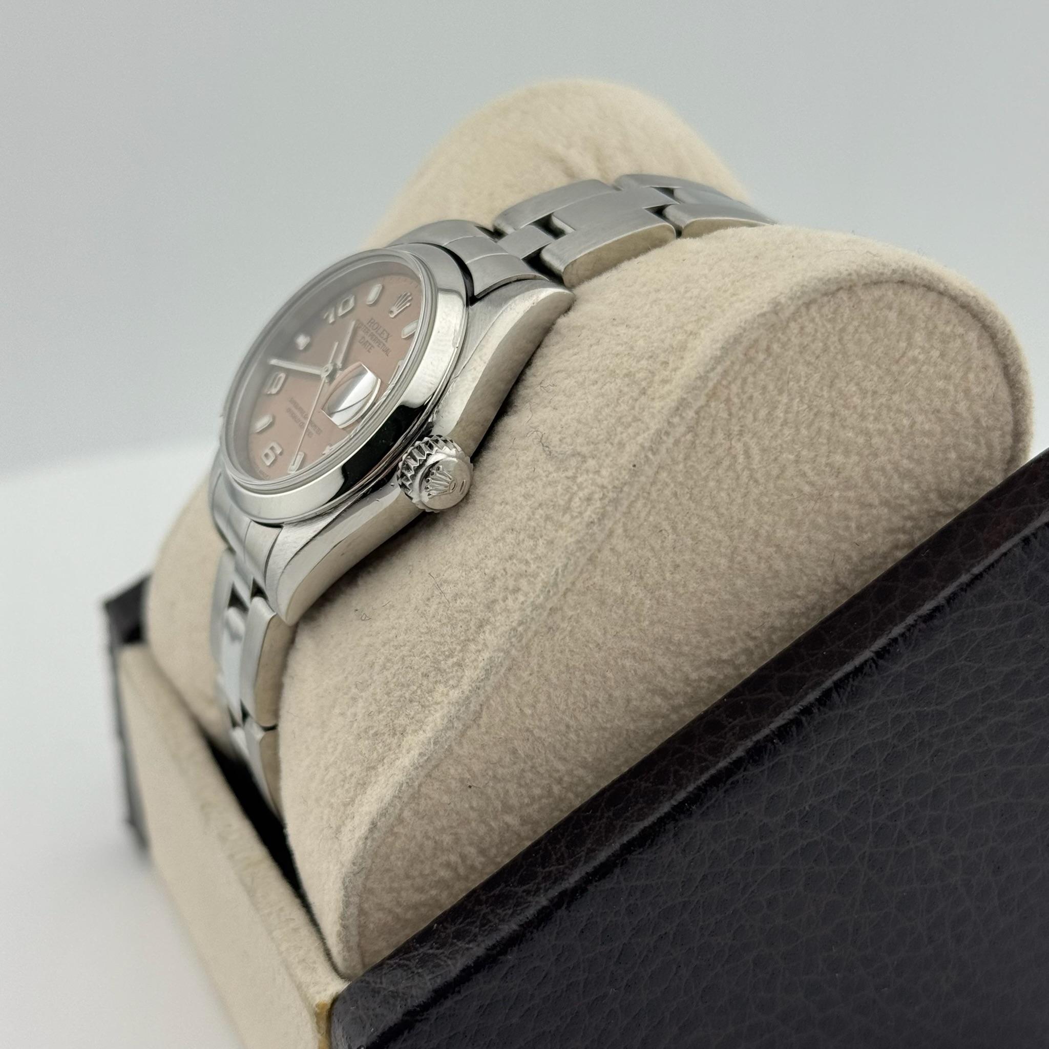 Rolex Ladies Date 79160 26mm Rosa Lachs Zifferblatt Edelstahl im Zustand „Hervorragend“ im Angebot in San Diego, CA