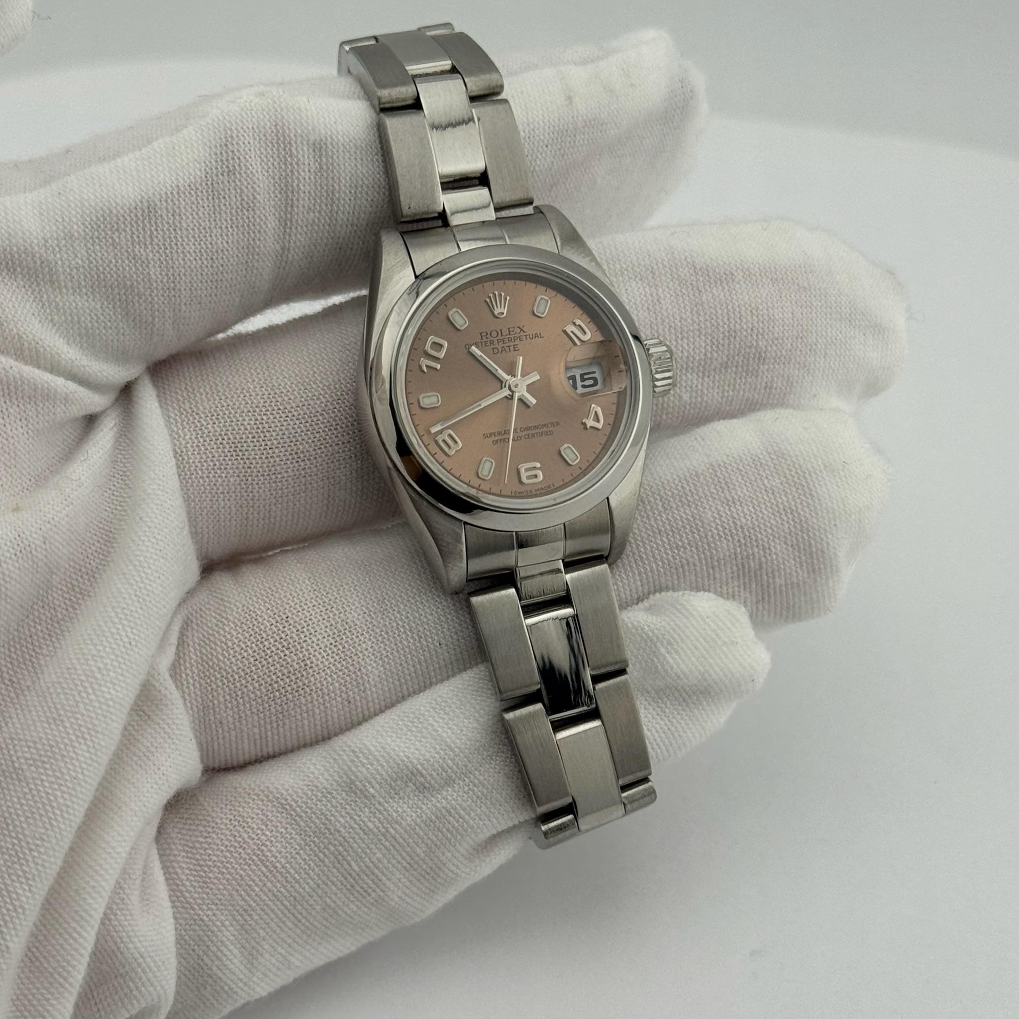 Rolex Ladies Date 79160 26mm Rosa Lachs Zifferblatt Edelstahl im Angebot 4