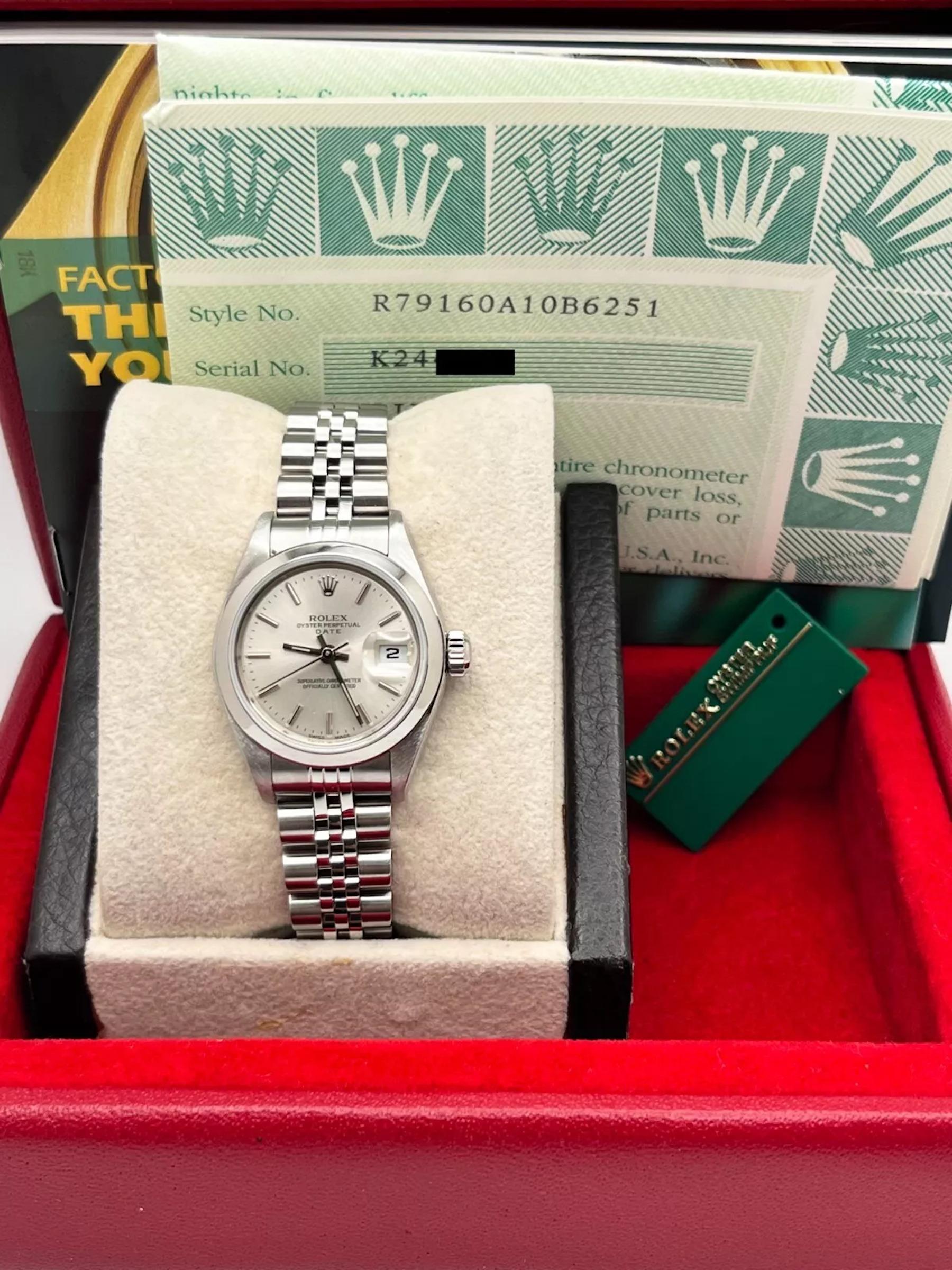 Rolex Damen Date 79160 Silber Zifferblatt Jubiläumsarmband Edelstahl Box Papiere 7