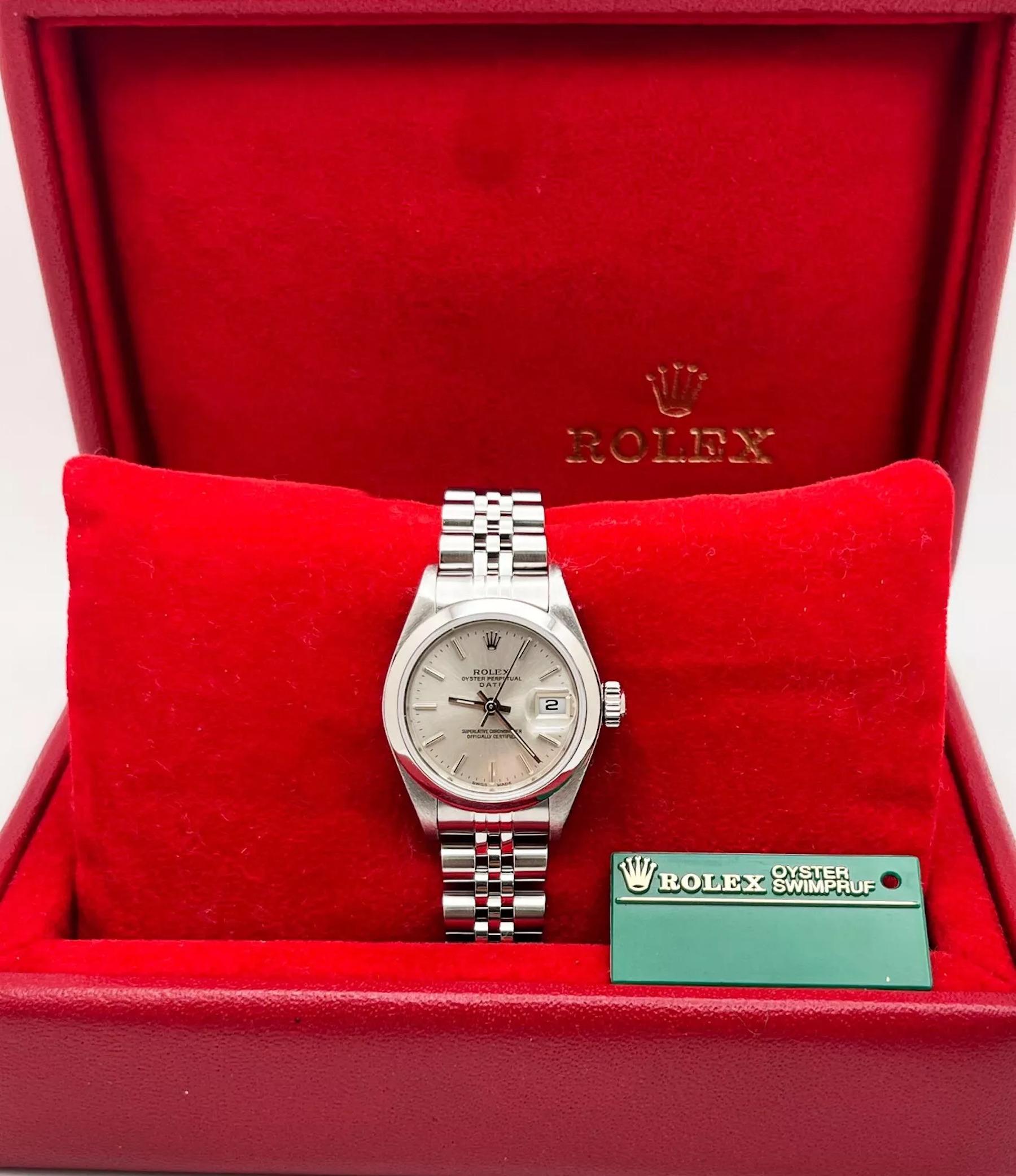 Rolex Damen Date 79160 Silber Zifferblatt Jubiläumsarmband Edelstahl Box Papiere für Damen oder Herren