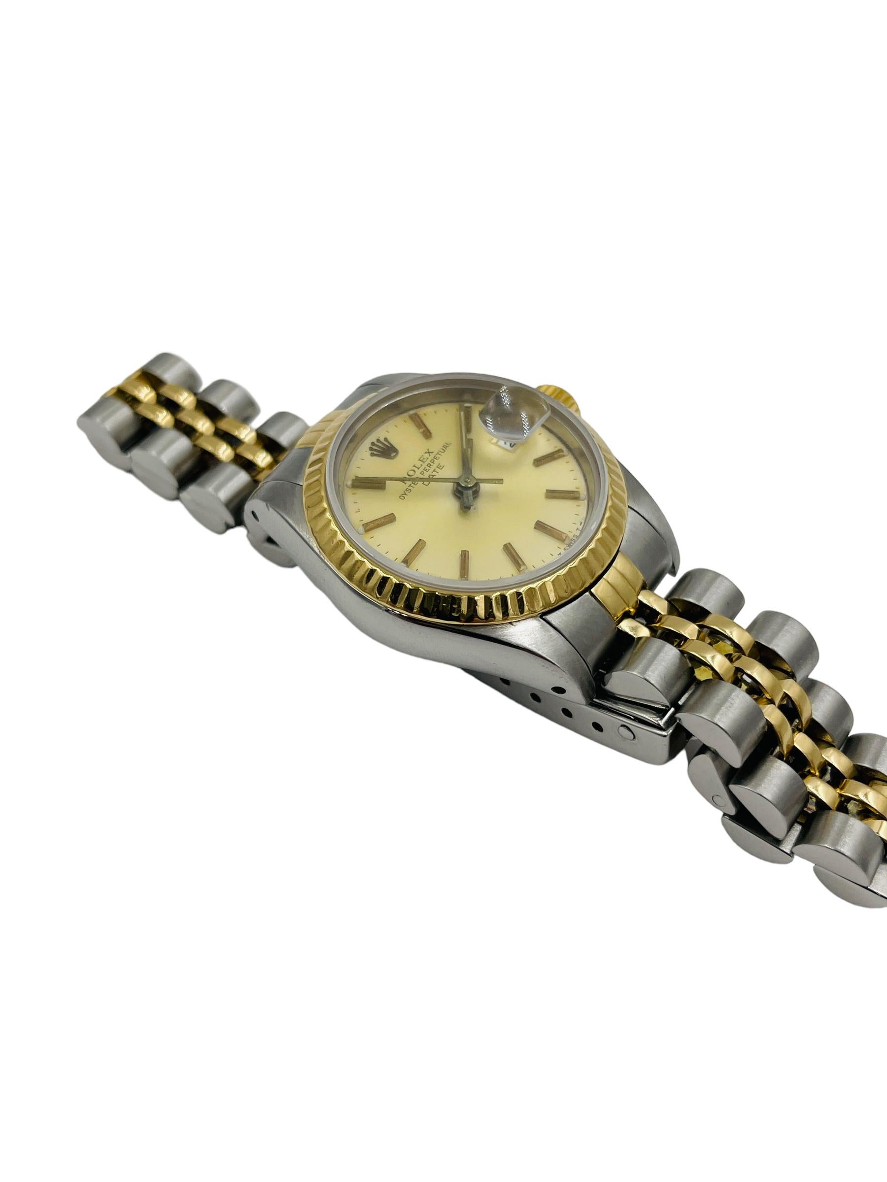 Contemporary Rolex Ladies Date Yellow Gold Stainless Wristwatch 