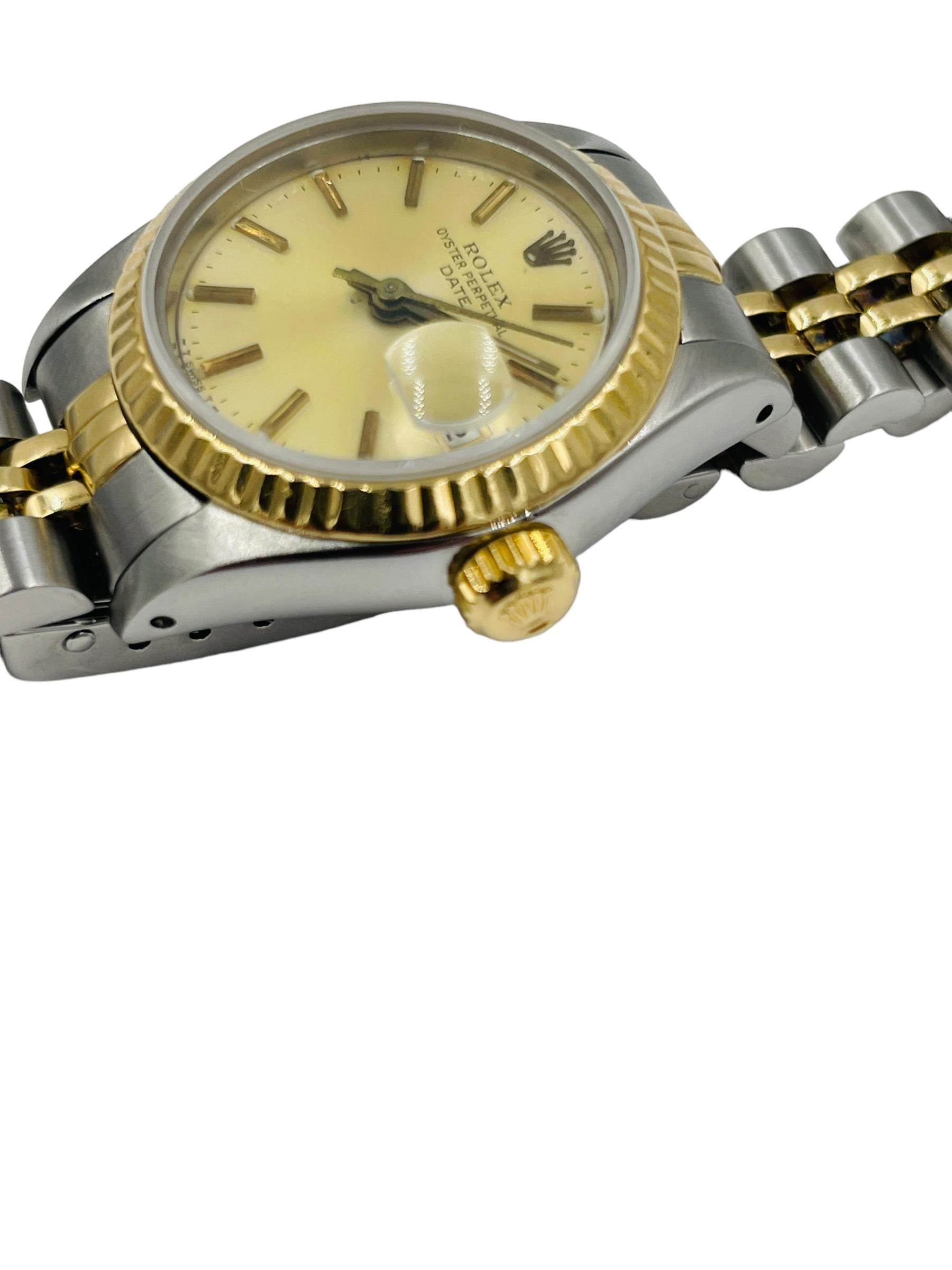 Rolex Ladies Date Yellow Gold Stainless Wristwatch  In Good Condition In Los Angeles, CA