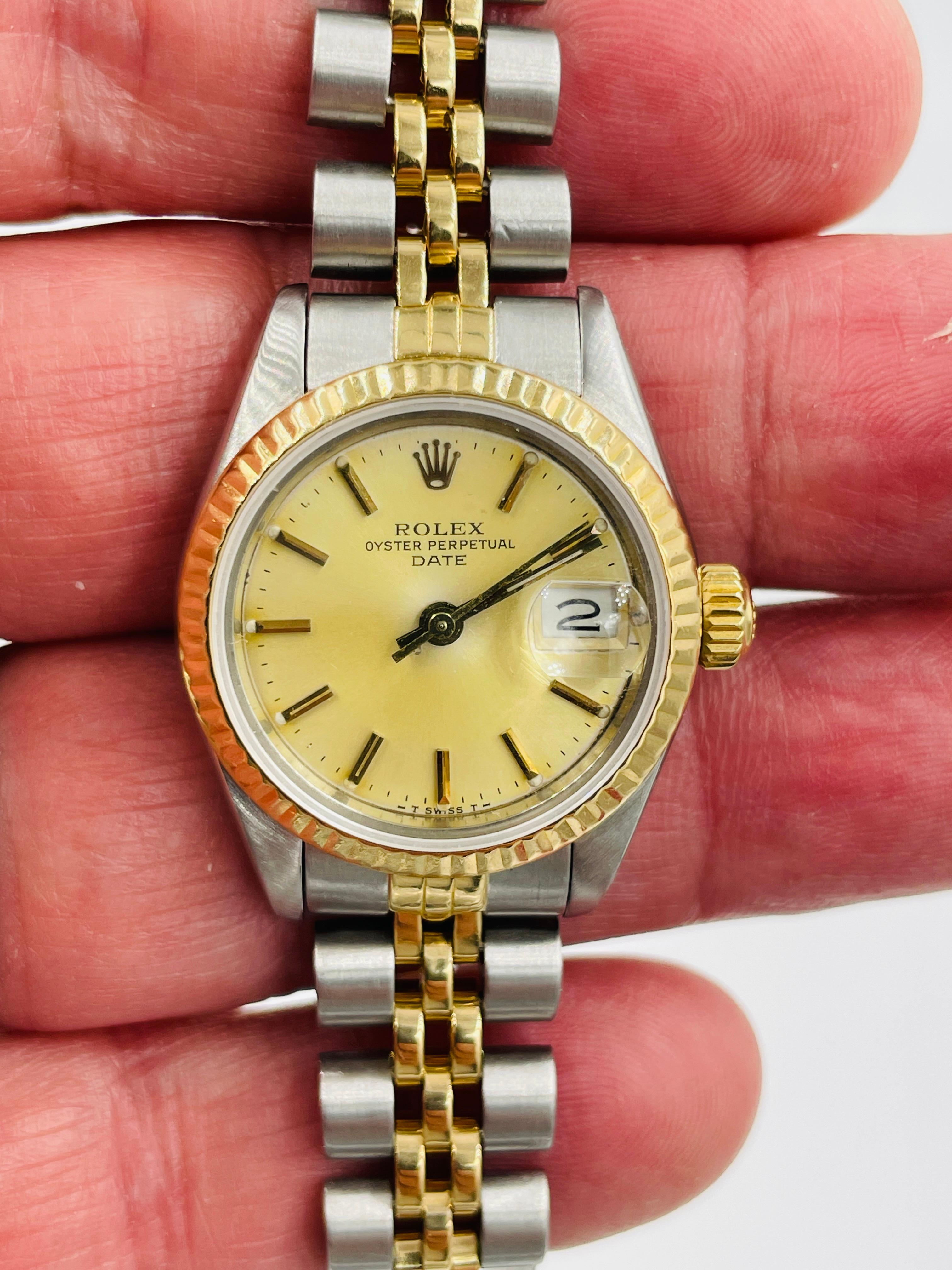 Rolex Ladies Date Yellow Gold Stainless Wristwatch  2