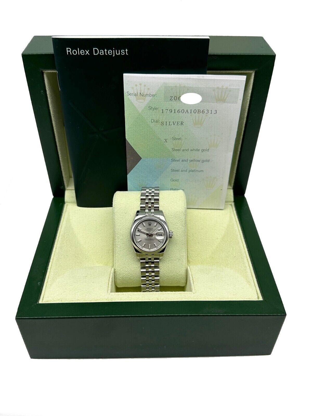 Rolex Ladies Datejust 179160 Silver Dial Stainless New Style Box Paper 1