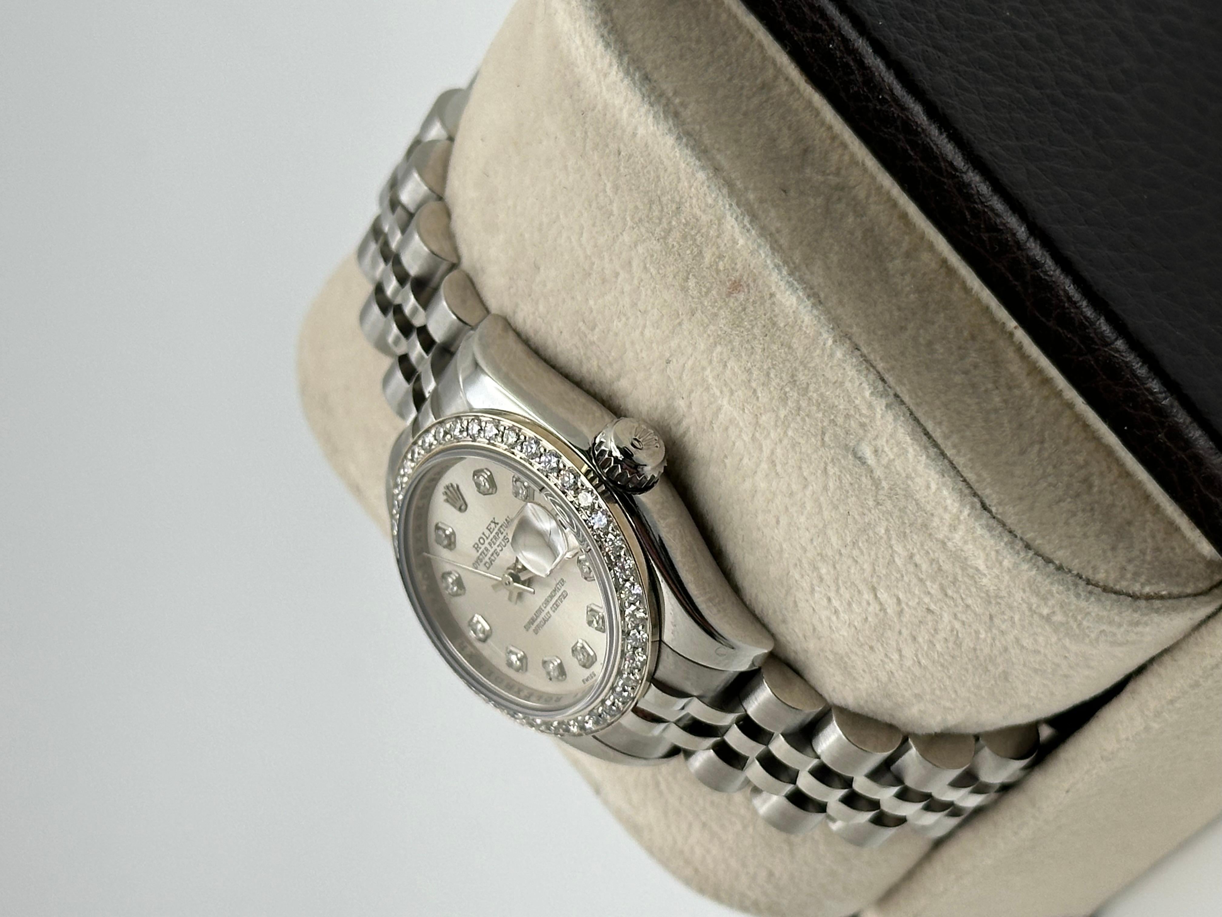 Rolex Datejust Donna 179160 Argento Quadrante Diamante Lunetta Diamante Acciaio Inox in vendita 2