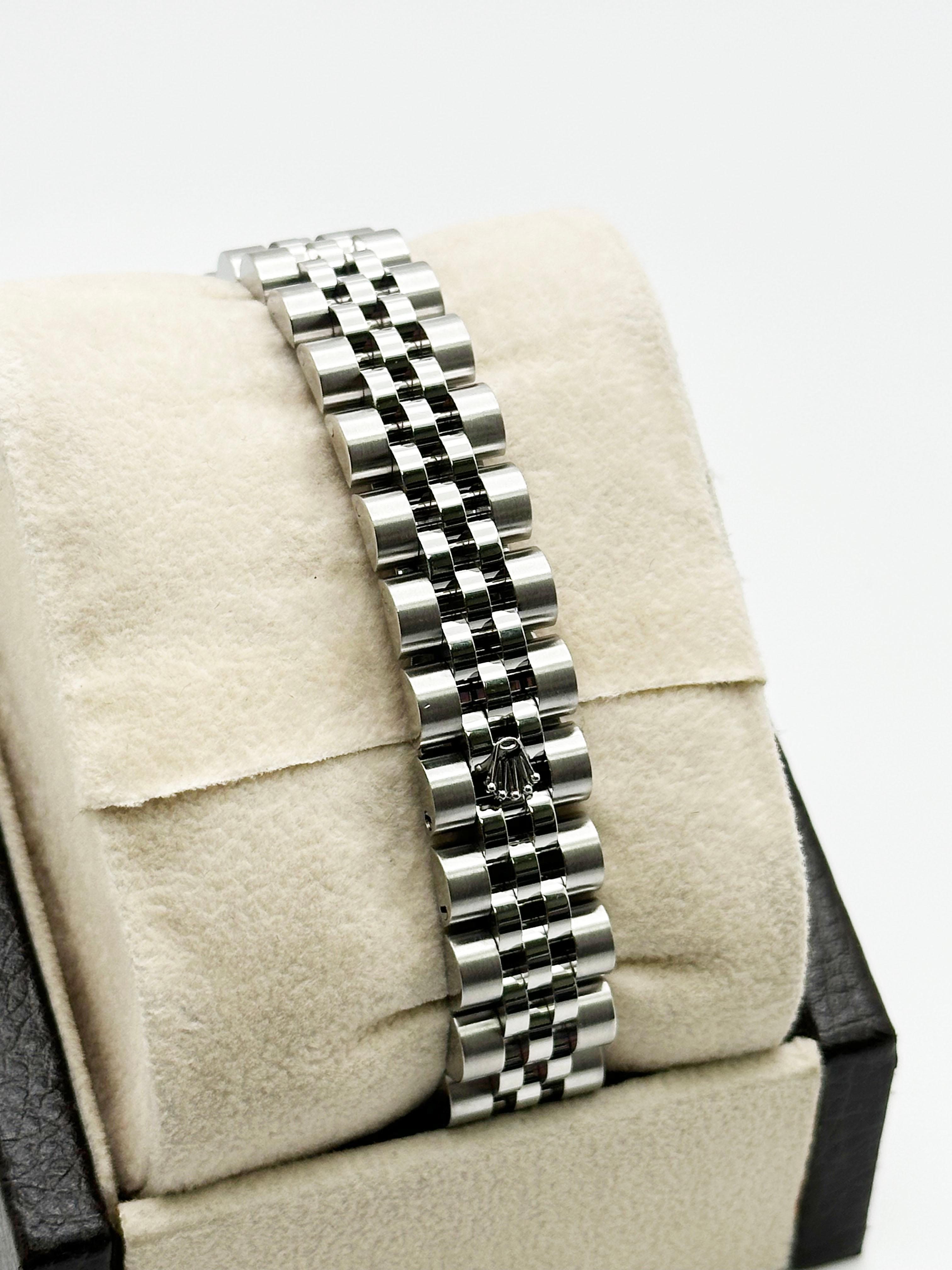 Rolex Datejust Donna 179160 Argento Quadrante Diamante Lunetta Diamante Acciaio Inox in vendita 4