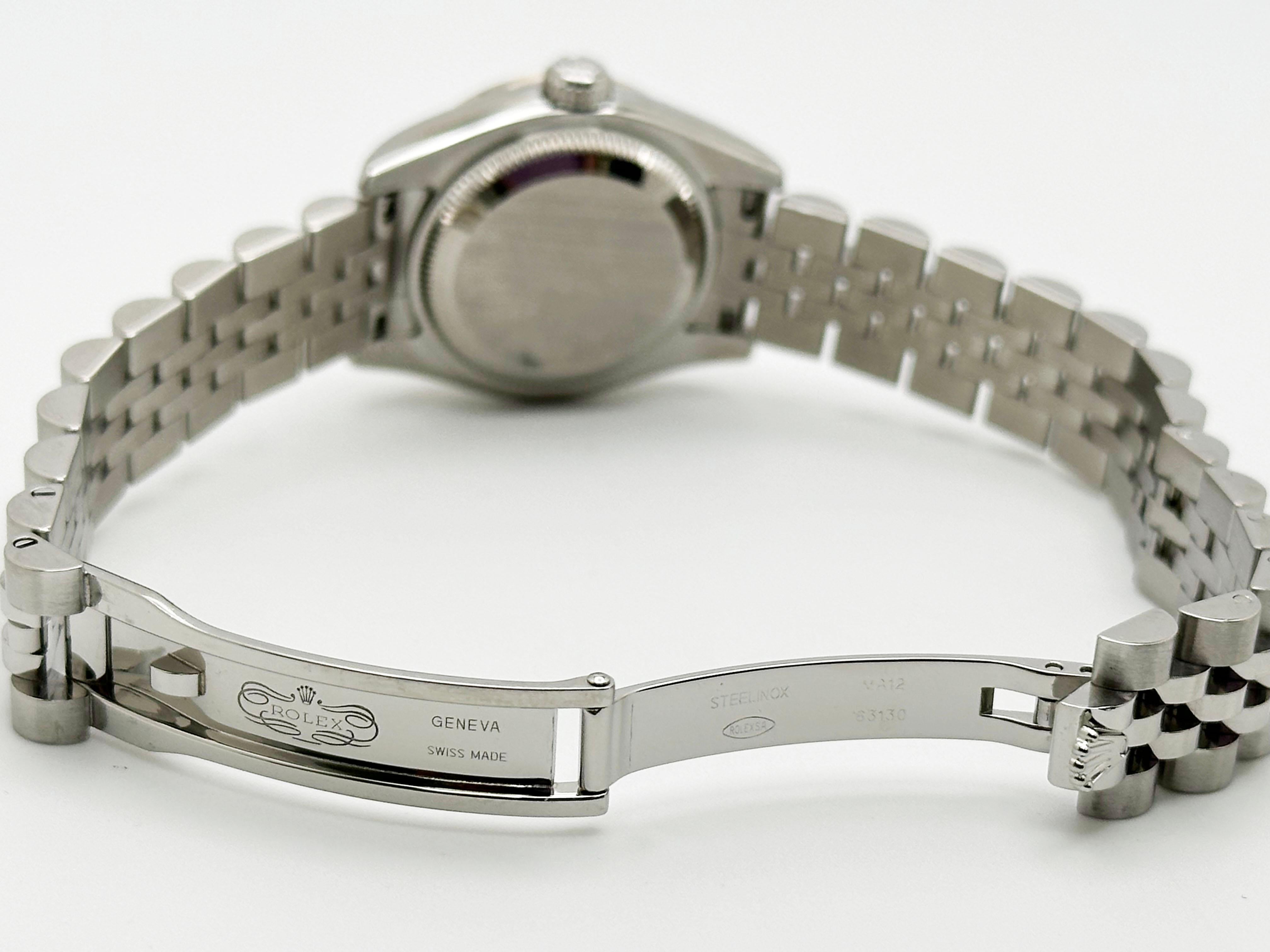 Rolex Datejust Donna 179160 Argento Quadrante Diamante Lunetta Diamante Acciaio Inox in vendita 5