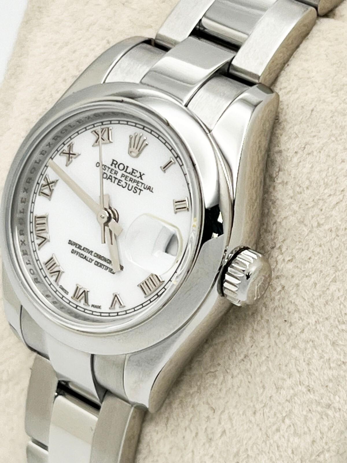 Rolex Ladies Datejust 179160 White Roman Dial Stainless Steel Box Paper For Sale 2
