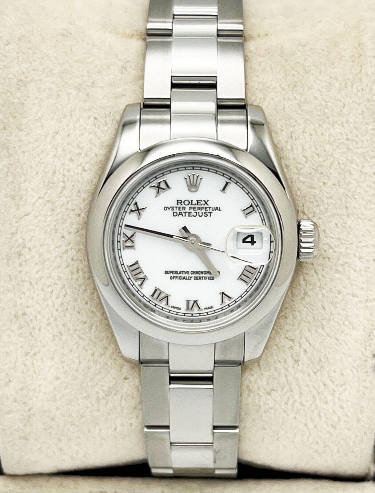 Rolex Ladies Datejust 179160 White Roman Dial Stainless Steel Box Paper For Sale 3