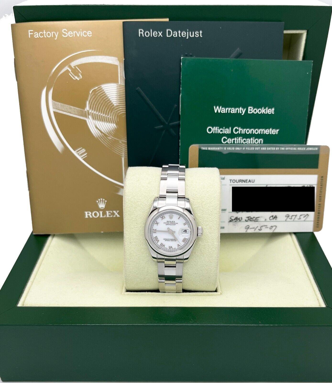 Rolex Ladies Datejust 179160 White Roman Dial Stainless Steel Box Paper For Sale 4
