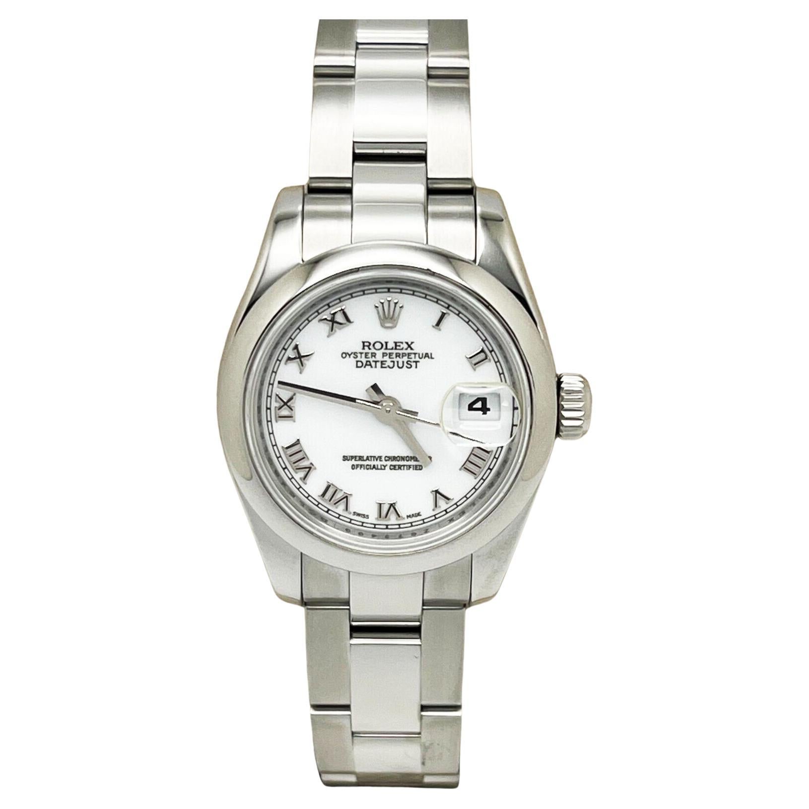 Rolex Montre Datejust 179160 avec cadran romain blanc en acier inoxydable et papier boîte pour femmes