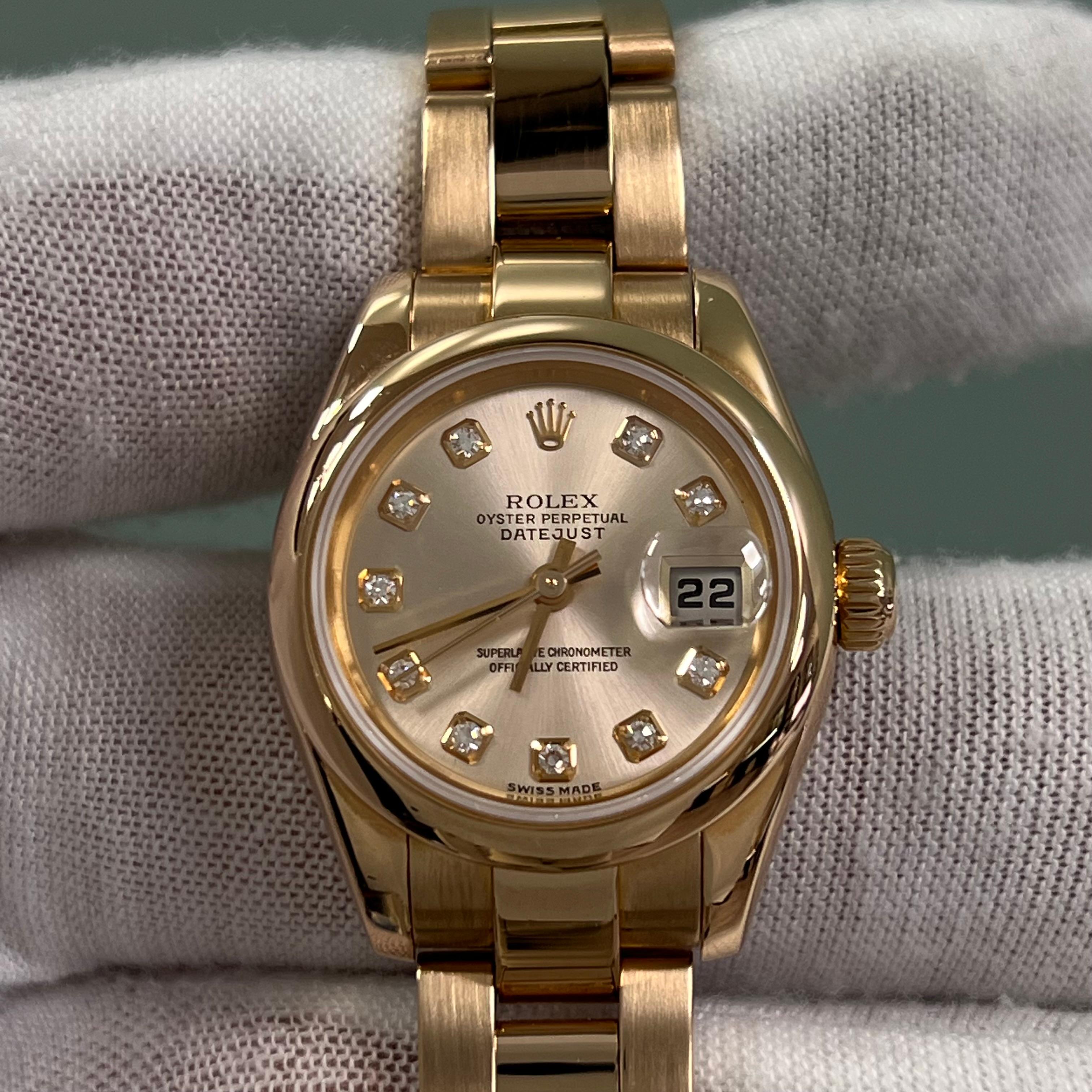 Rolex Ladies Datejust 179165 Factory Pink Diamond Dial 18K Rose Gold For Sale 6