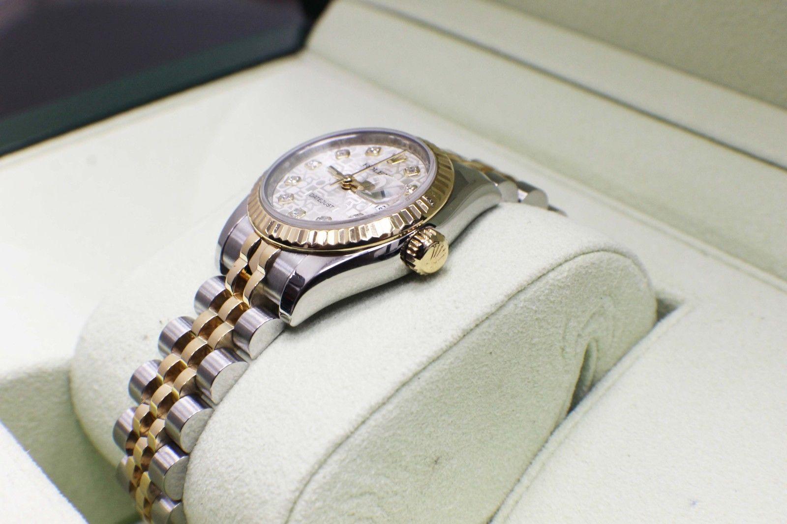 Women's Rolex Ladies DateJust 179173 Jubilee Diamond Dial 18K Gold & Steel Box & Papers