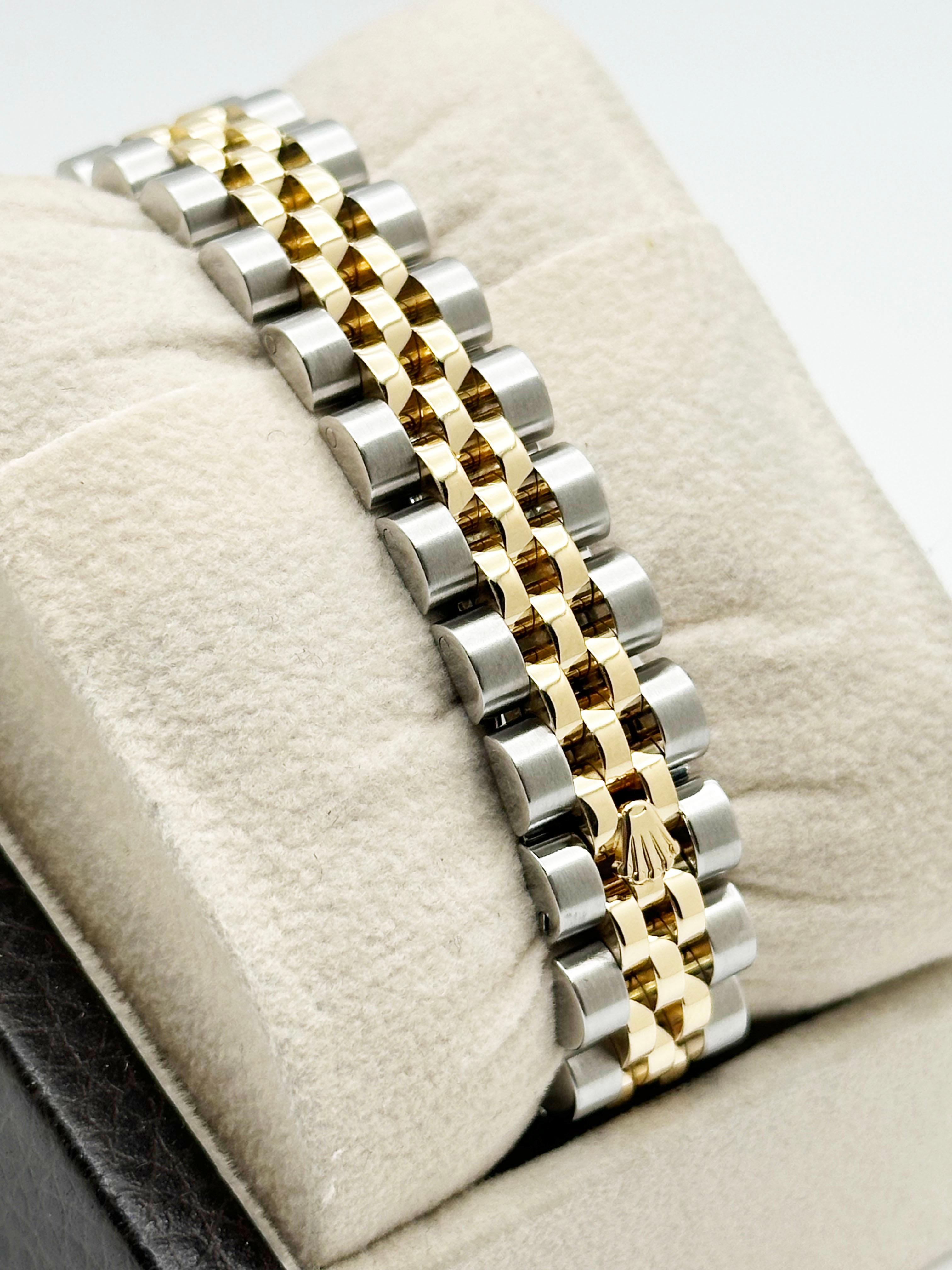 Rolex Ladies Datejust 179173 MOP Diamond Dial 18K Yellow Gold Steel Service Card For Sale 4