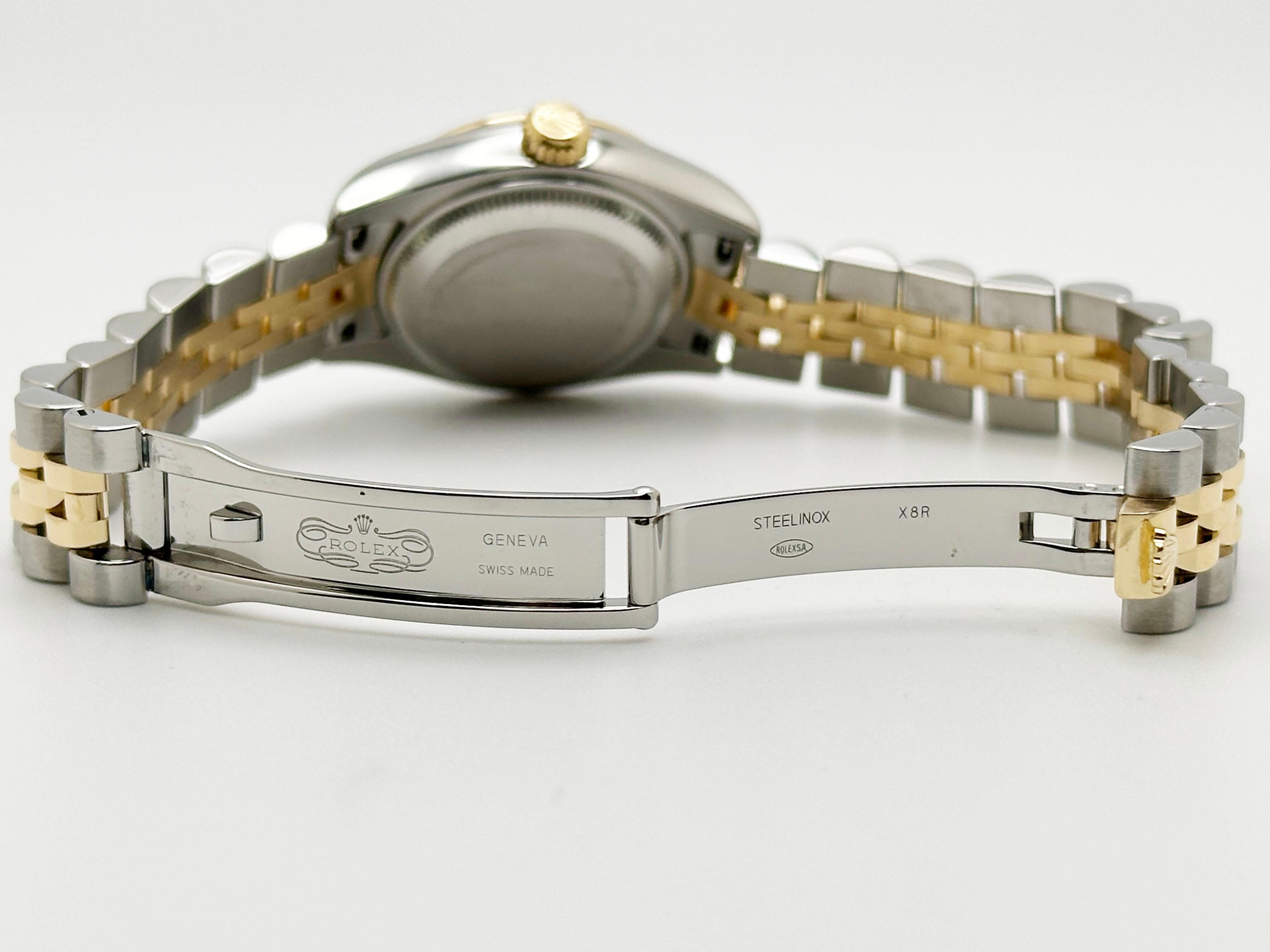 Rolex Ladies Datejust 179173 MOP Diamond Dial 18K Yellow Gold Steel Service Card For Sale 5