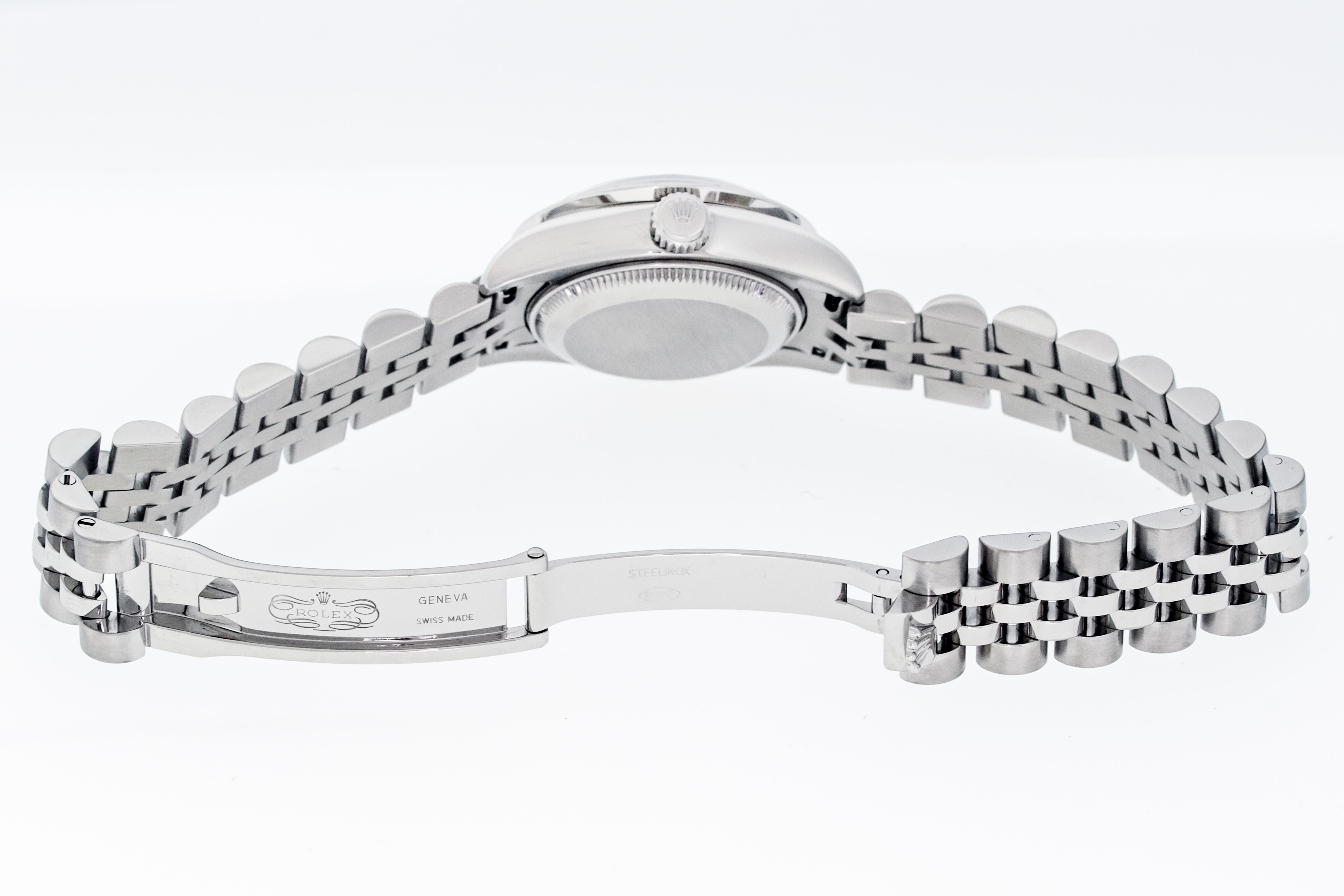 Rolex Ladies Datejust 179174 904L Steel Black Index Diamond Watch For Sale 1