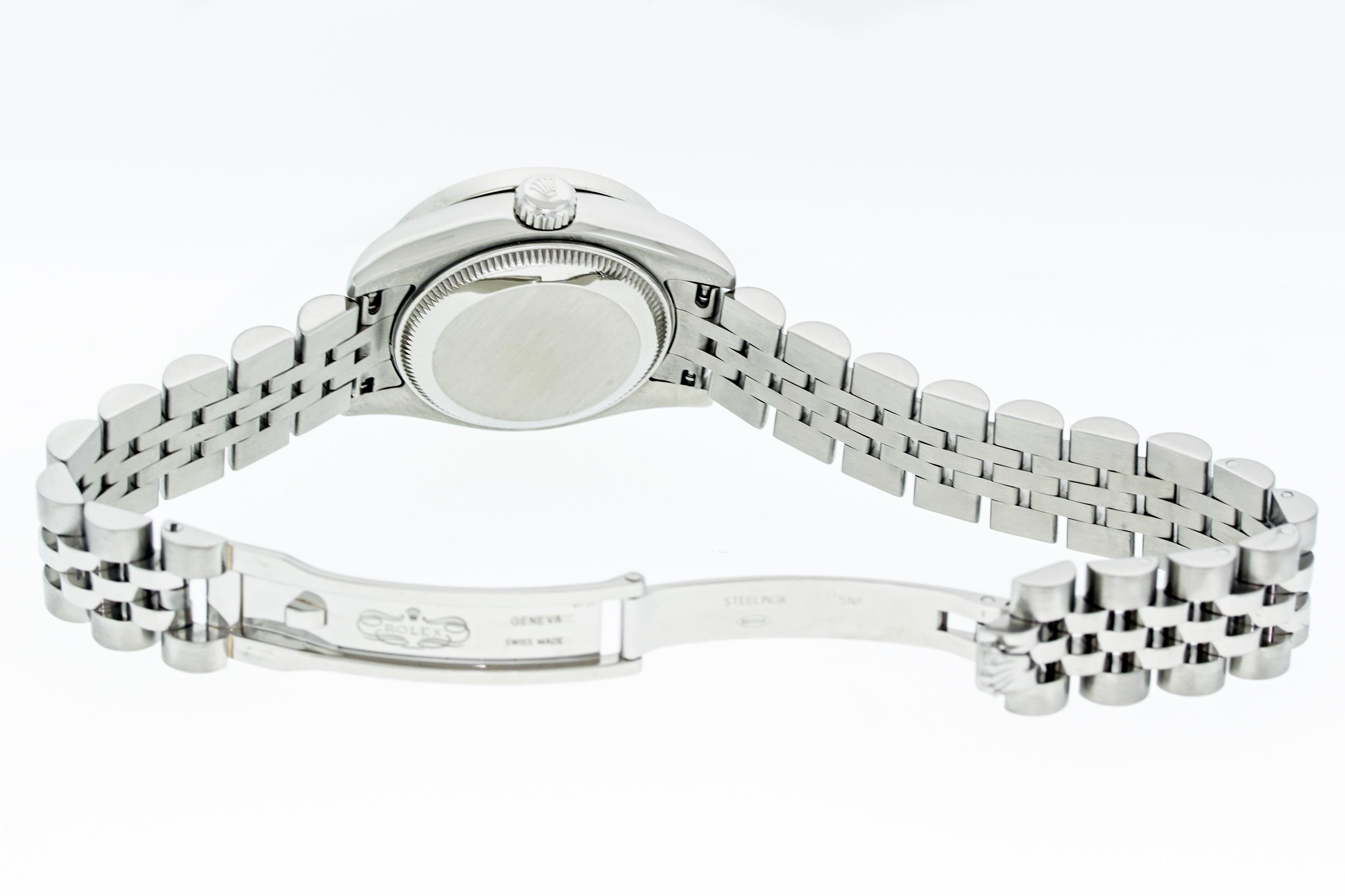 Rolex Ladies Datejust 179174 904L Steel White Roman Diamond Watch For Sale 3