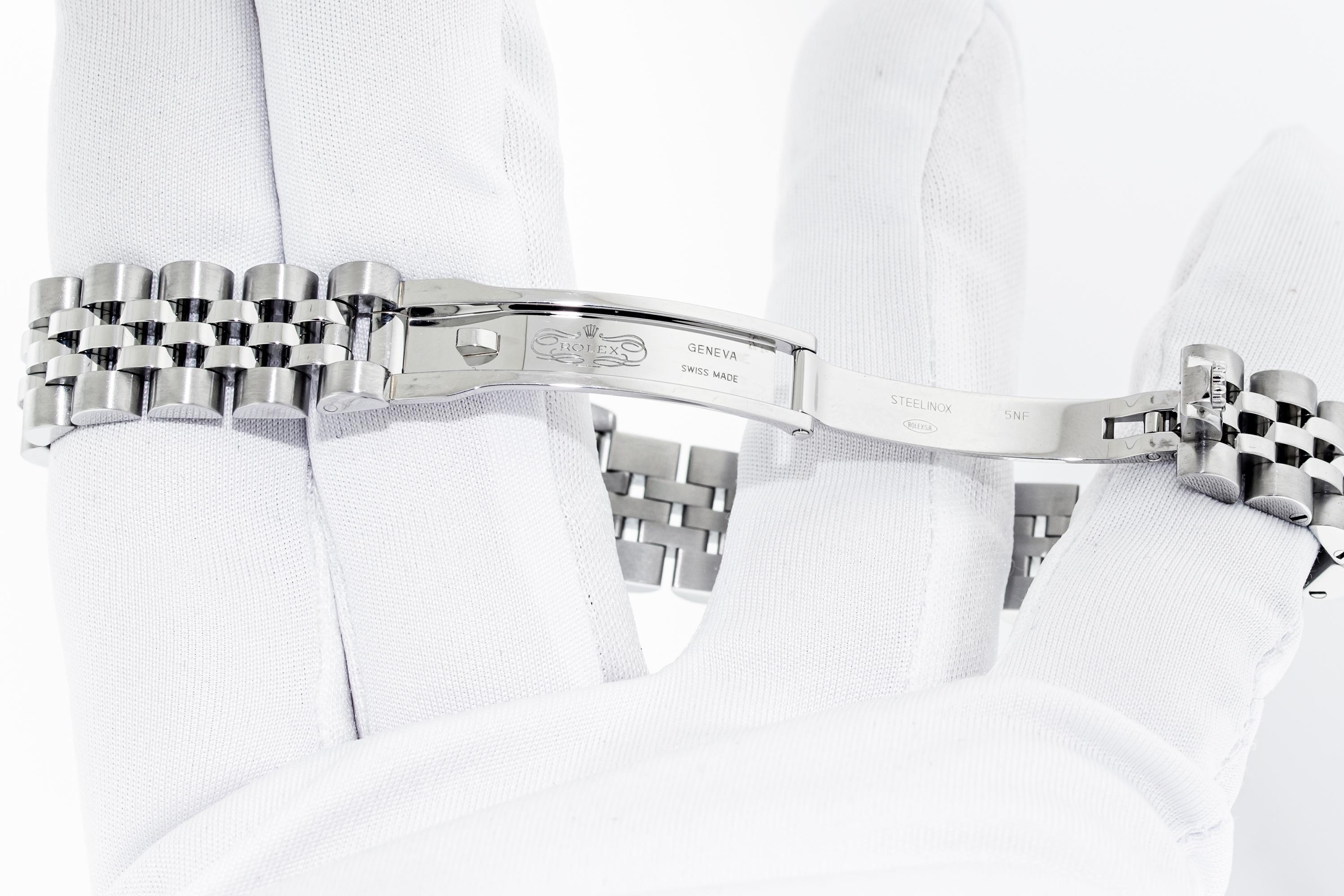 Rolex Montre Datejust 179174 904L en acier et diamants romains blancs pour femmes en vente 7