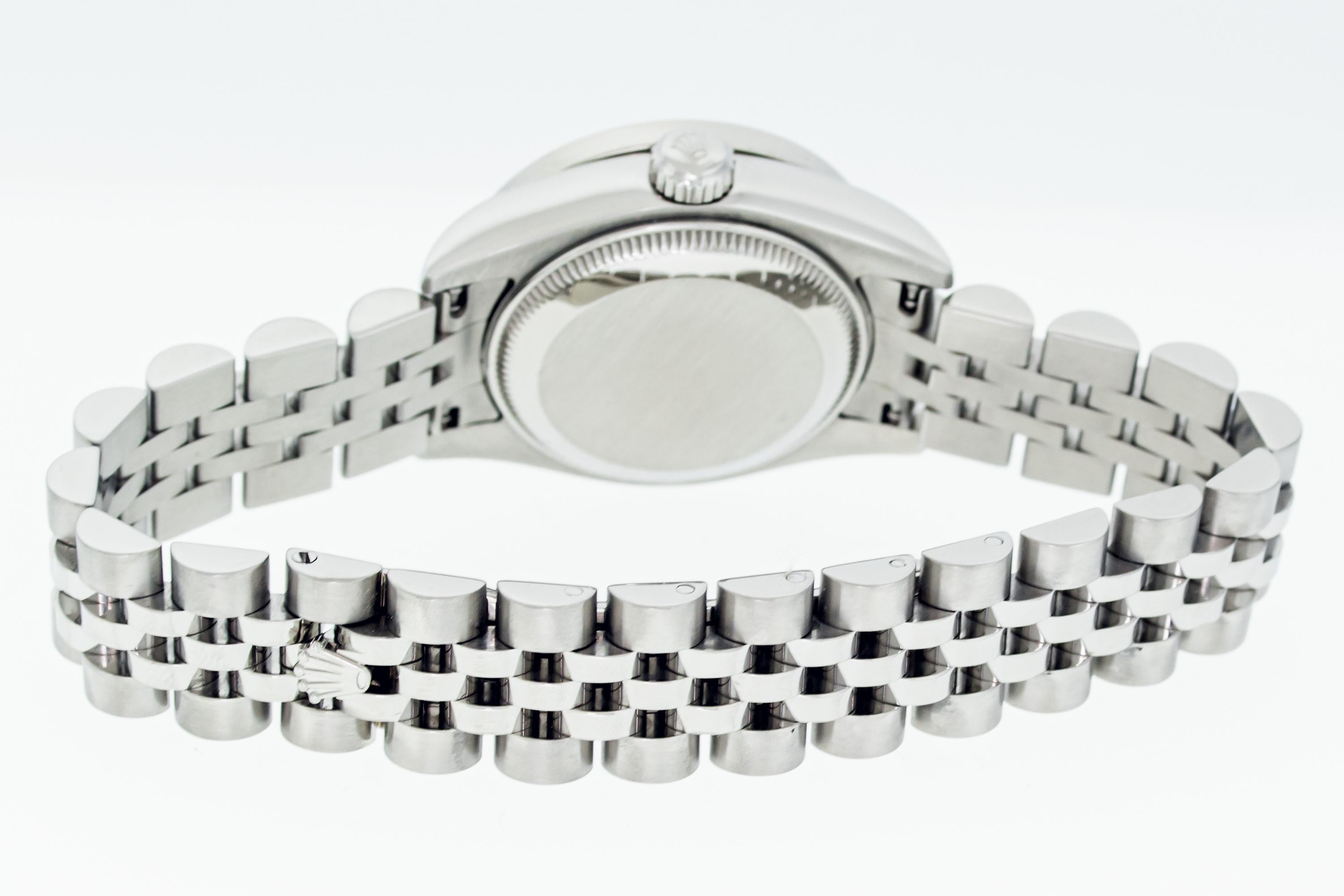 Rolex Montre Datejust 179174 904L en acier et diamants romains blancs pour femmes en vente 8