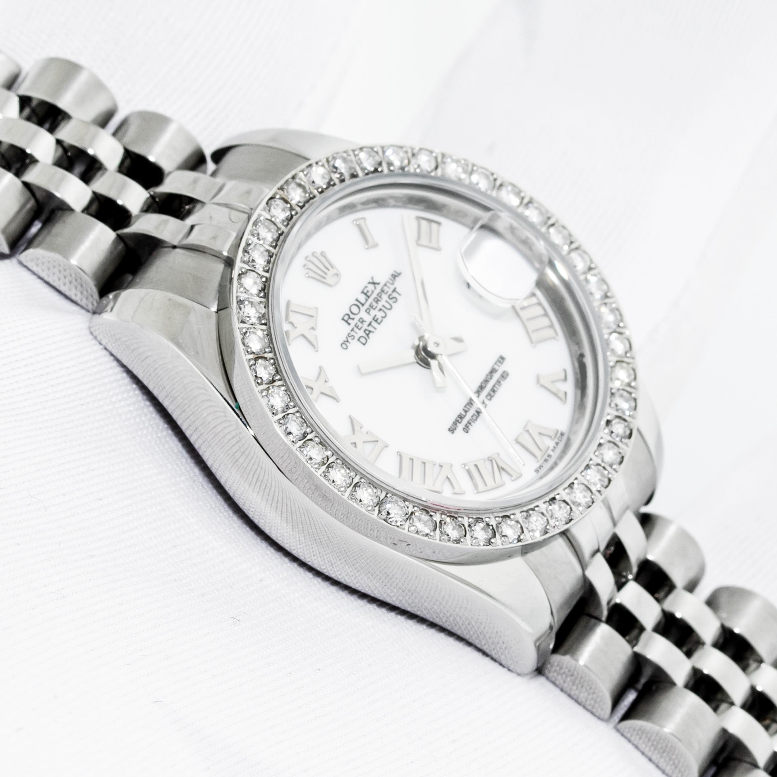 Rolex Montre Datejust 179174 904L en acier et diamants romains blancs pour femmes Pour femmes en vente