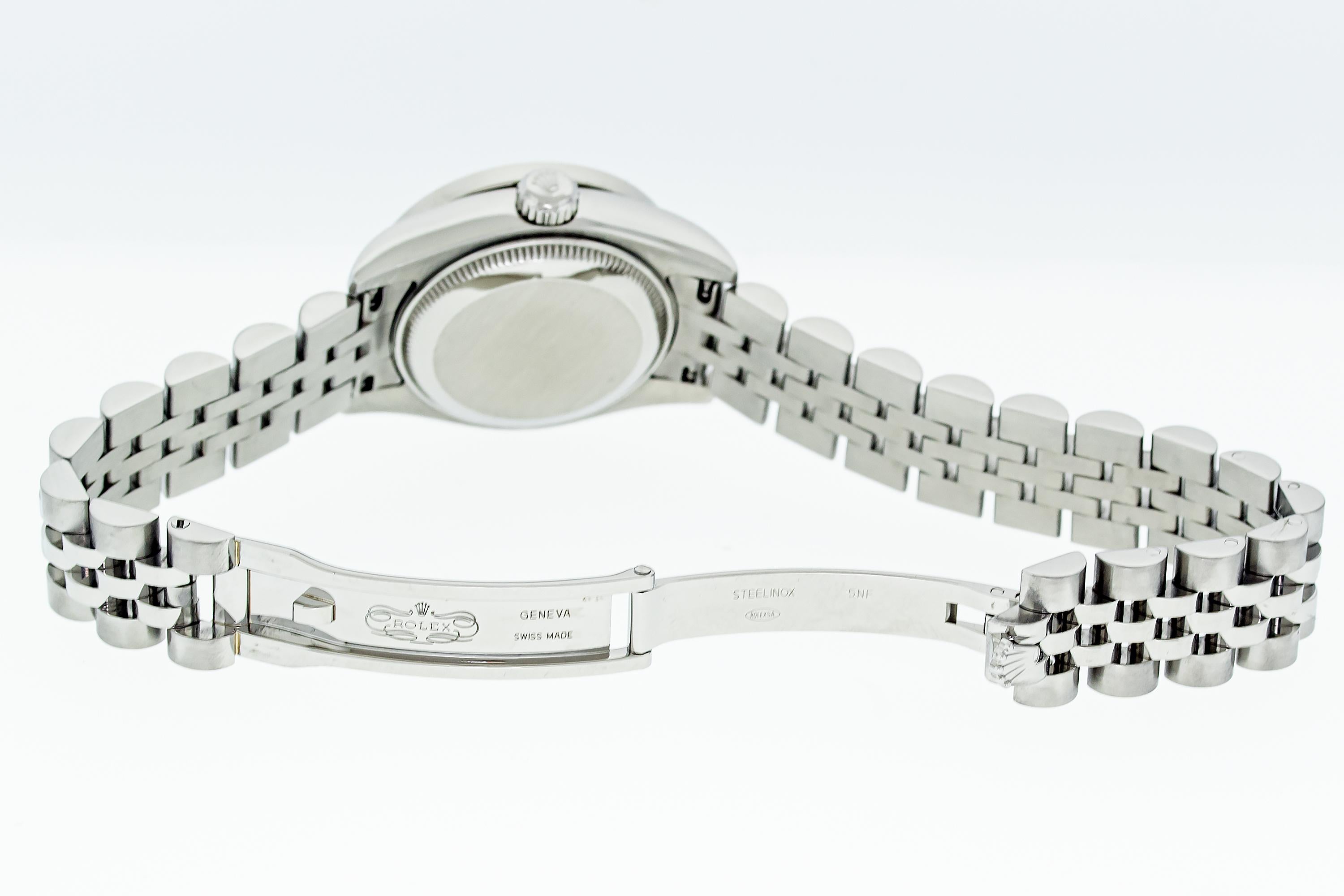 Women's Rolex Ladies Datejust 179174 904L Steel White Roman Diamond Watch For Sale