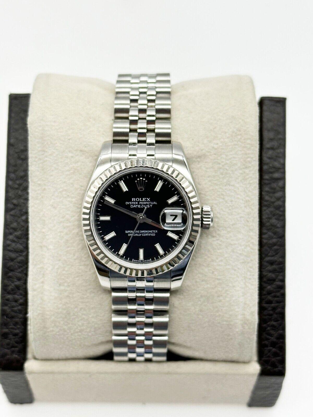 Rolex Damen Datejust 179174 Schwarzes Zifferblatt Edelstahl-Kastenpapier 2007 2