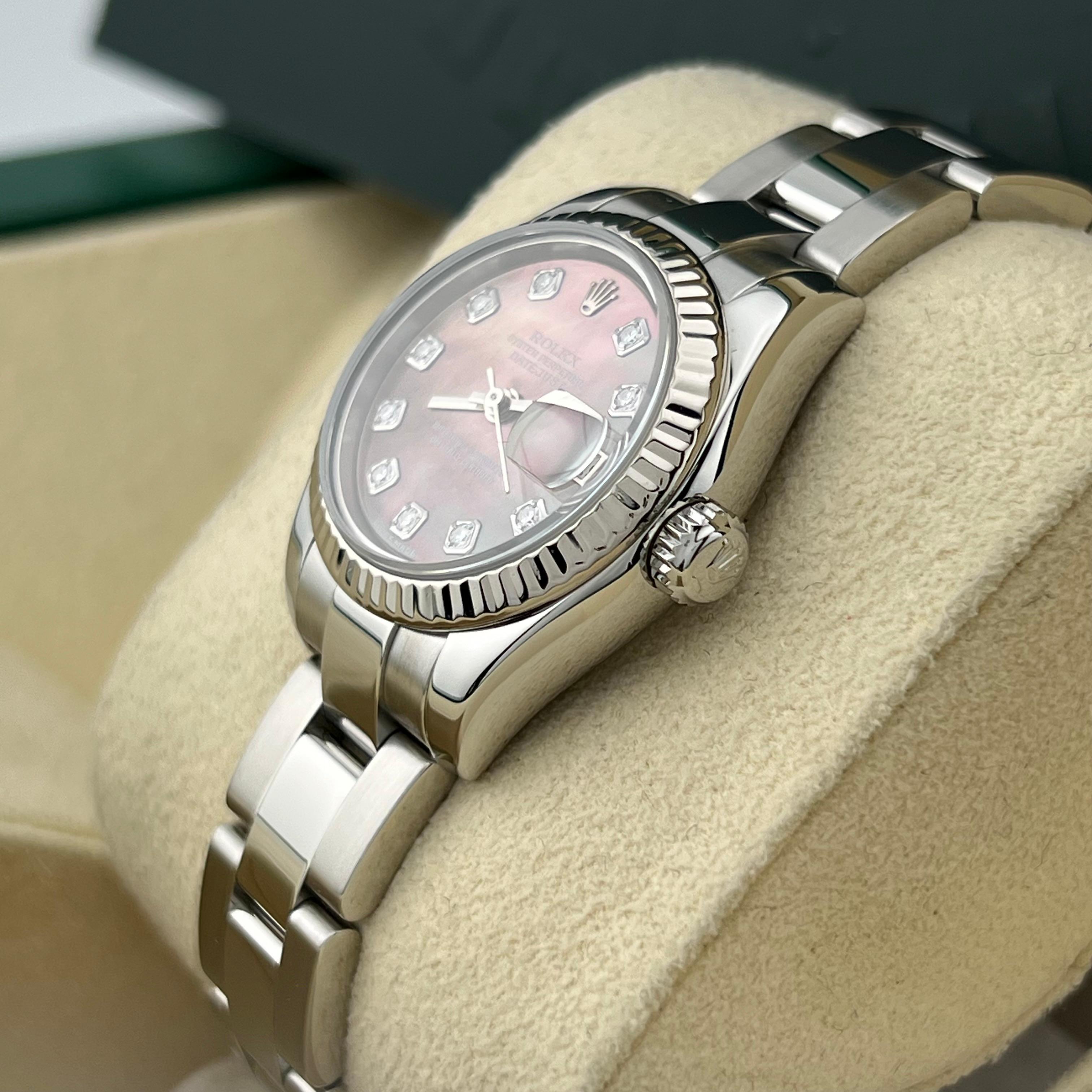 Women's Rolex Ladies Datejust 179174 Factory Tahitian MOP Diamond Dial Steel 18K Gold For Sale