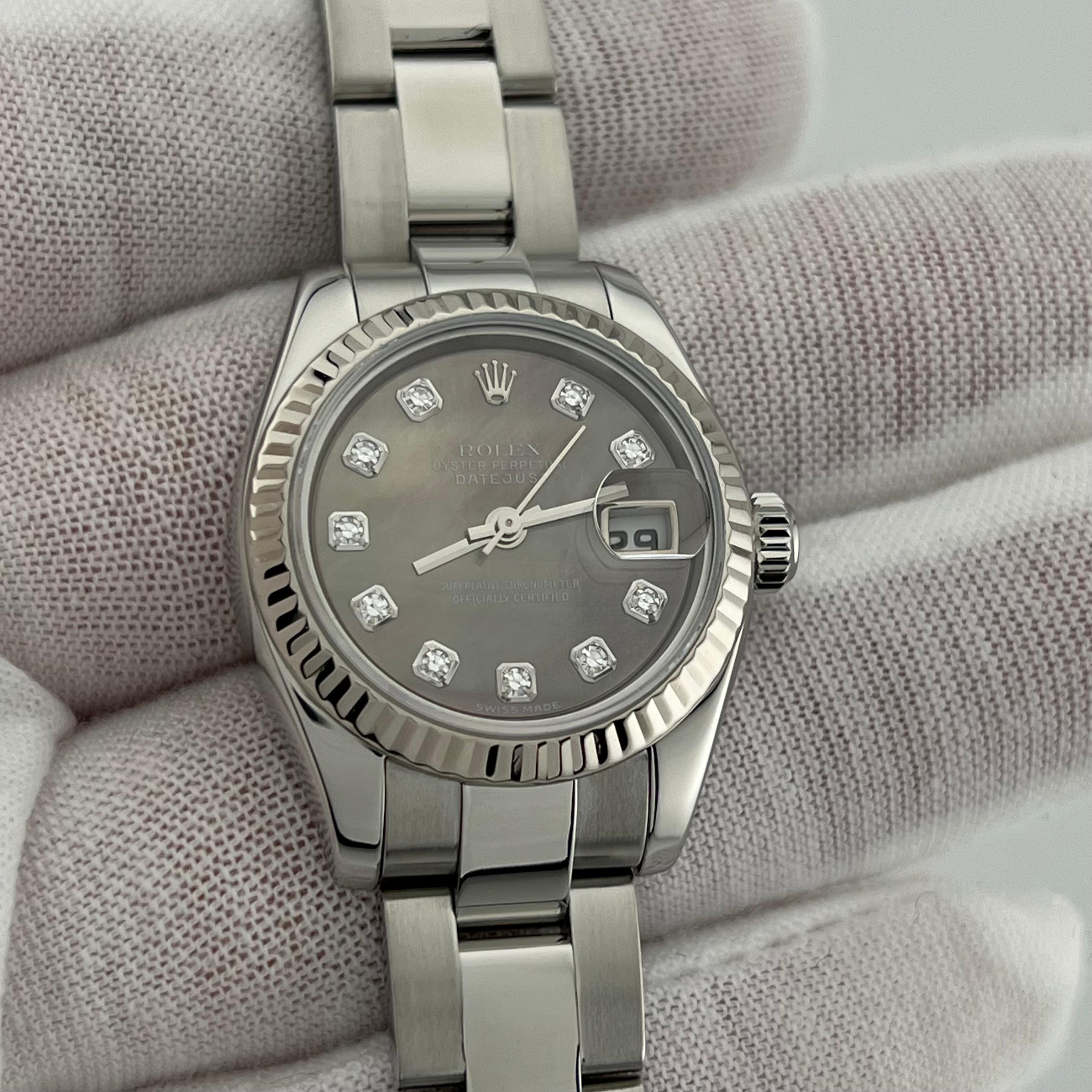 Rolex Ladies Datejust 179174 Factory Tahitian MOP Diamond Dial Steel 18K Gold For Sale 1