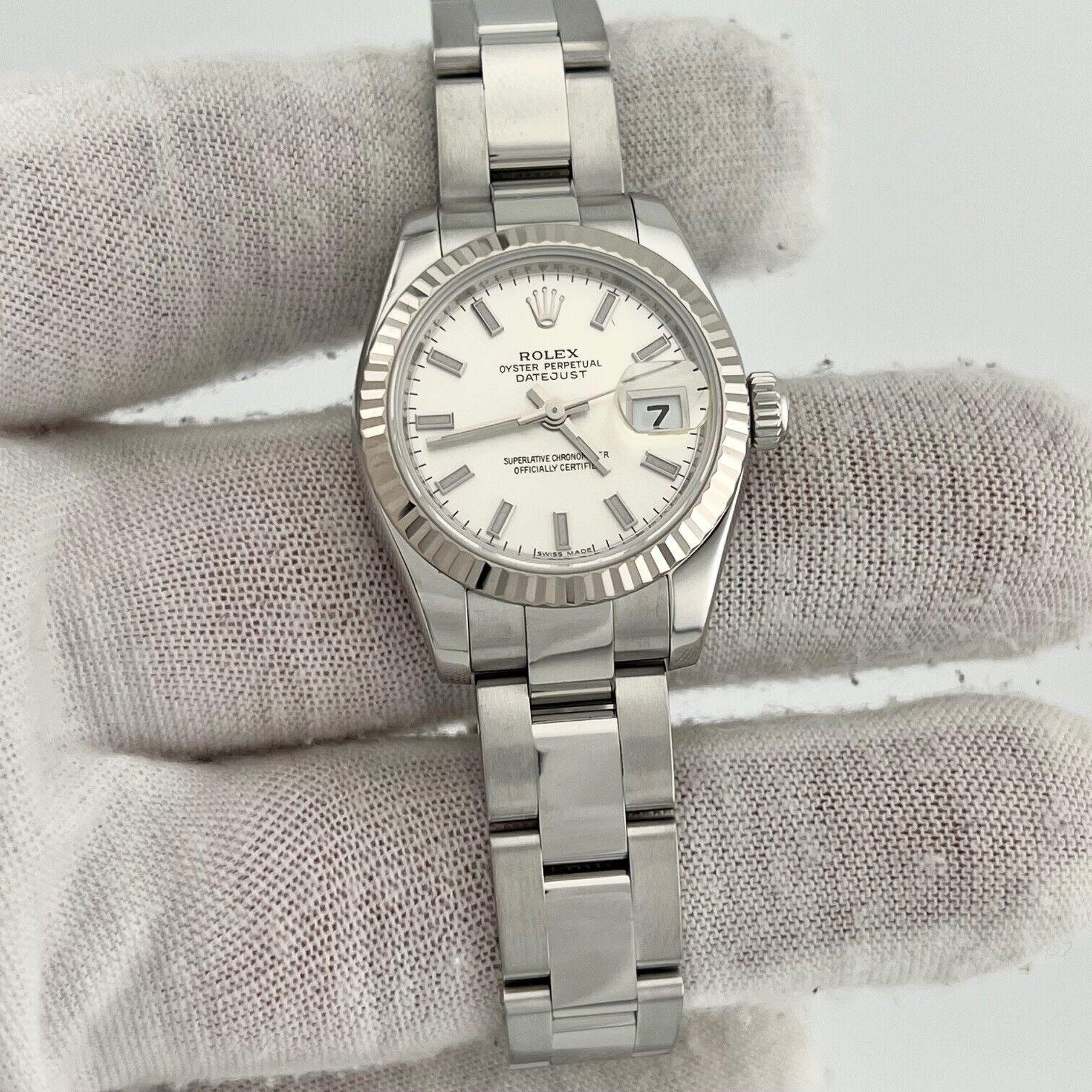 Rolex Ladies Datejust 179174 Silver Dial Stainless Steel 18k Gold Box Paper For Sale 1