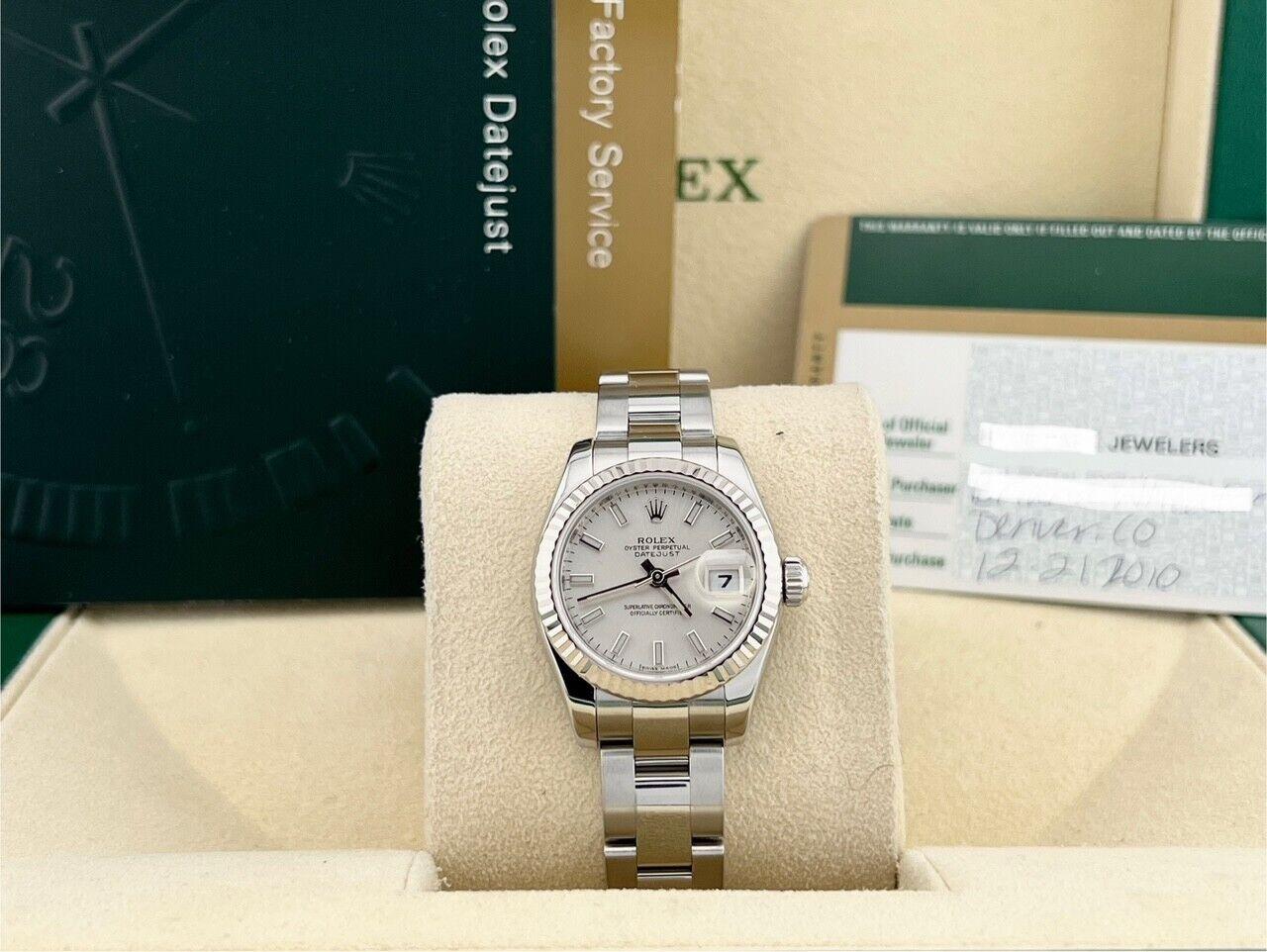 Rolex Ladies Datejust 179174 Silver Dial Stainless Steel 18k Gold Box Paper For Sale 2