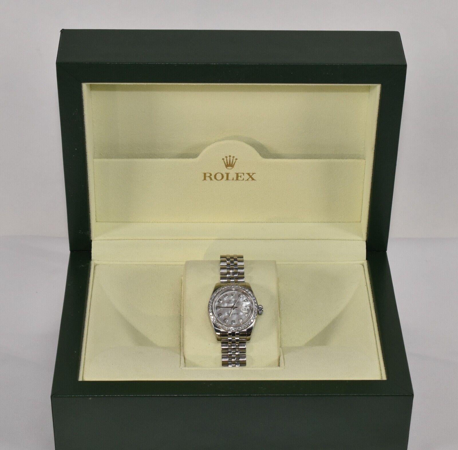 Rolex Ladies Datejust 179174 Acero inoxidable Jubilee Band Diamantes y Nácar en venta 4