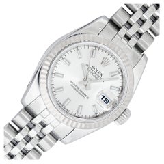 Rolex Ladies Datejust 179174 Steel and 18 Karat Gold Silver Index Dial Watch