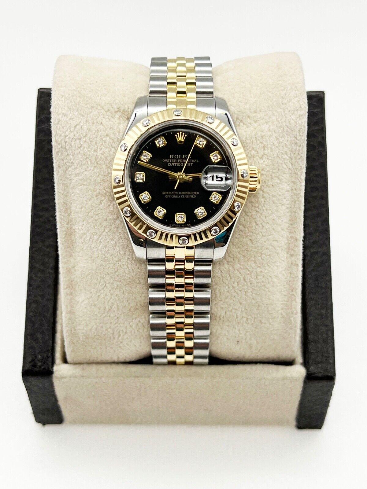 Rolex Ladies Datejust 179313 Diamond Bezel and Dial 18K Gold Steel Box Booklet For Sale 4