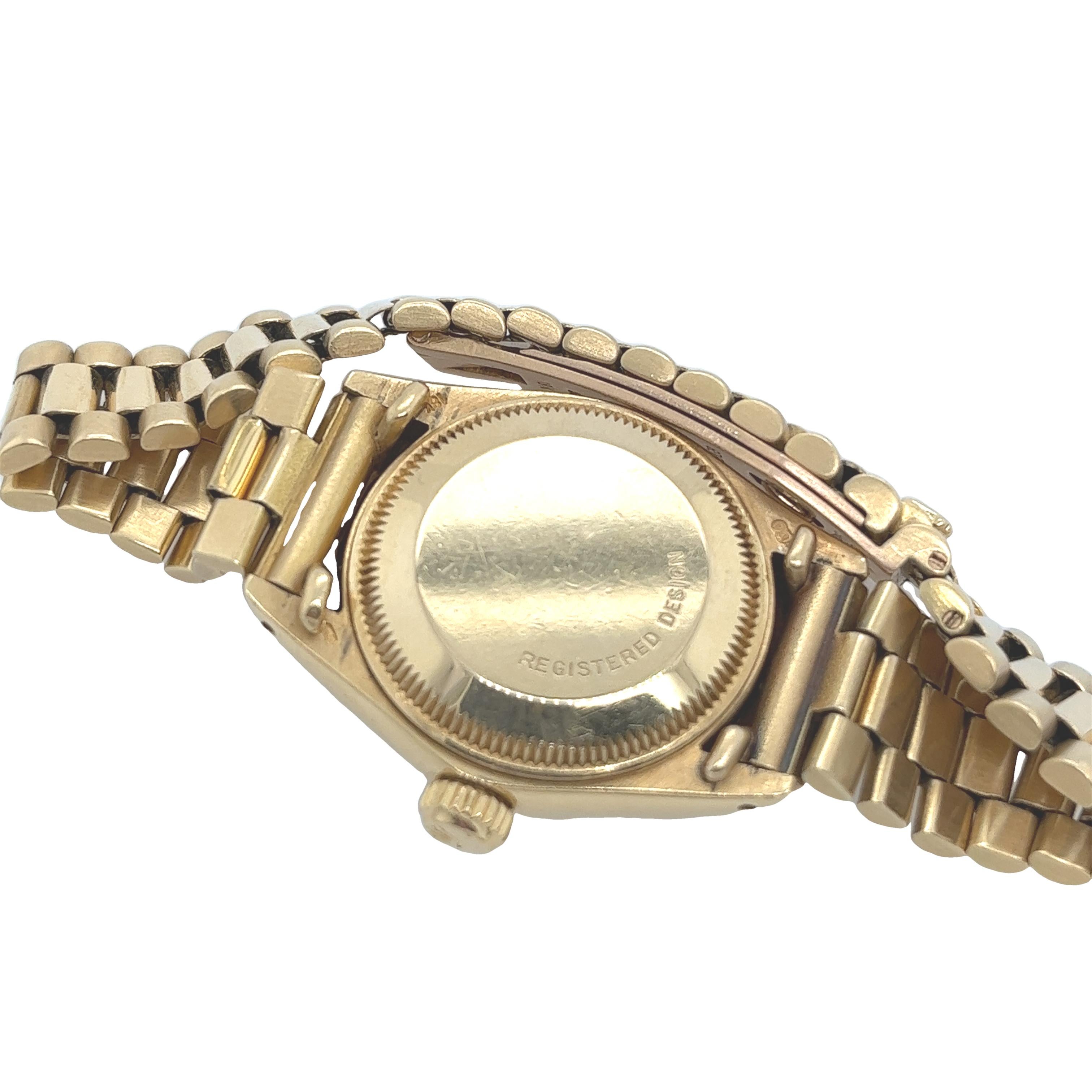 Rolex Ladies Datejust 18ct Yellow Gold Watch 8570 Excellent état - En vente à London, GB