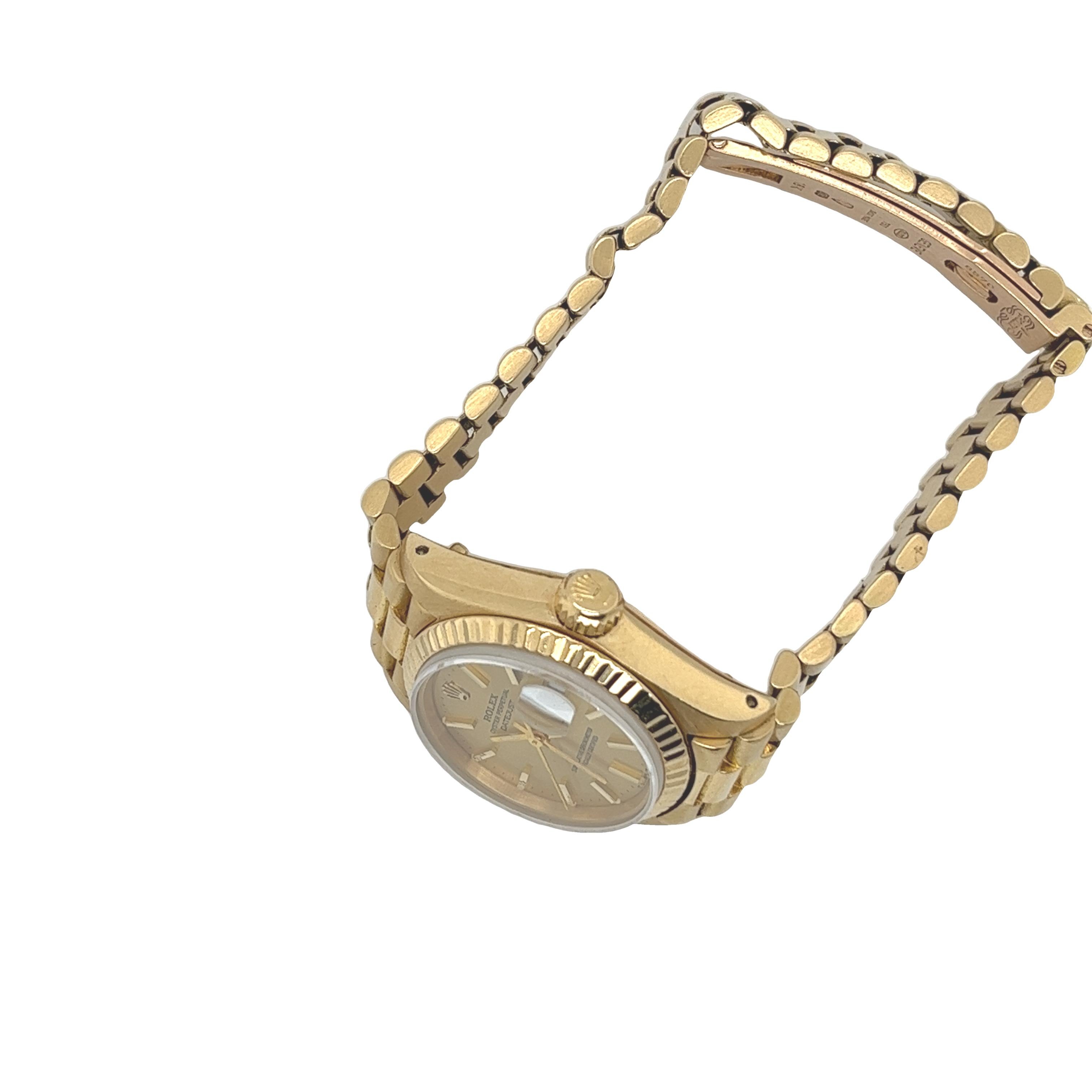 Rolex Ladies Datejust 18ct Yellow Gold Watch 8570 en vente 4