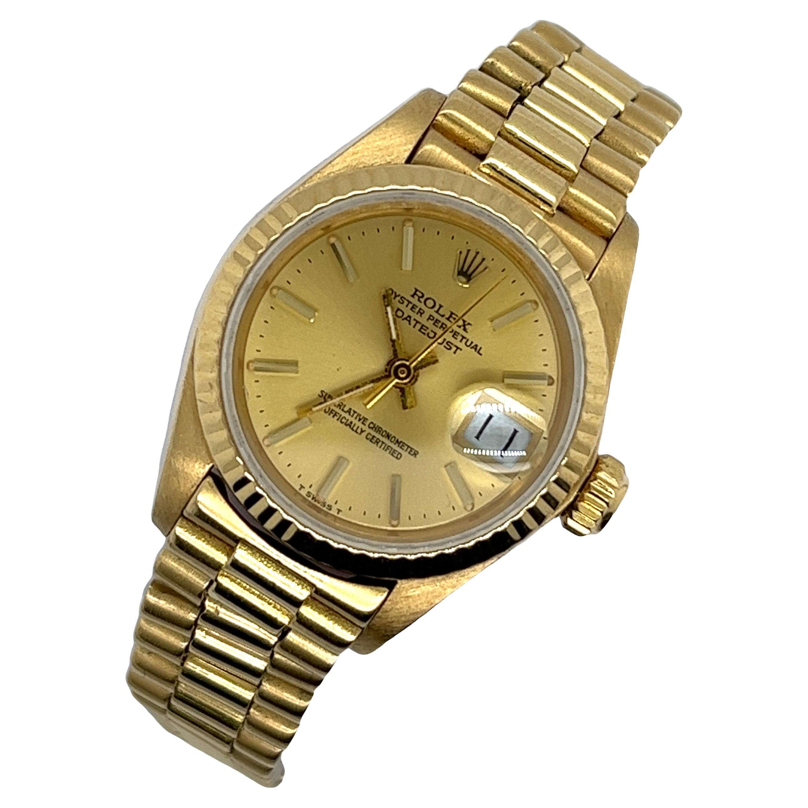 Rolex Ladies Datejust 18ct Yellow Gold Watch 8570 For Sale