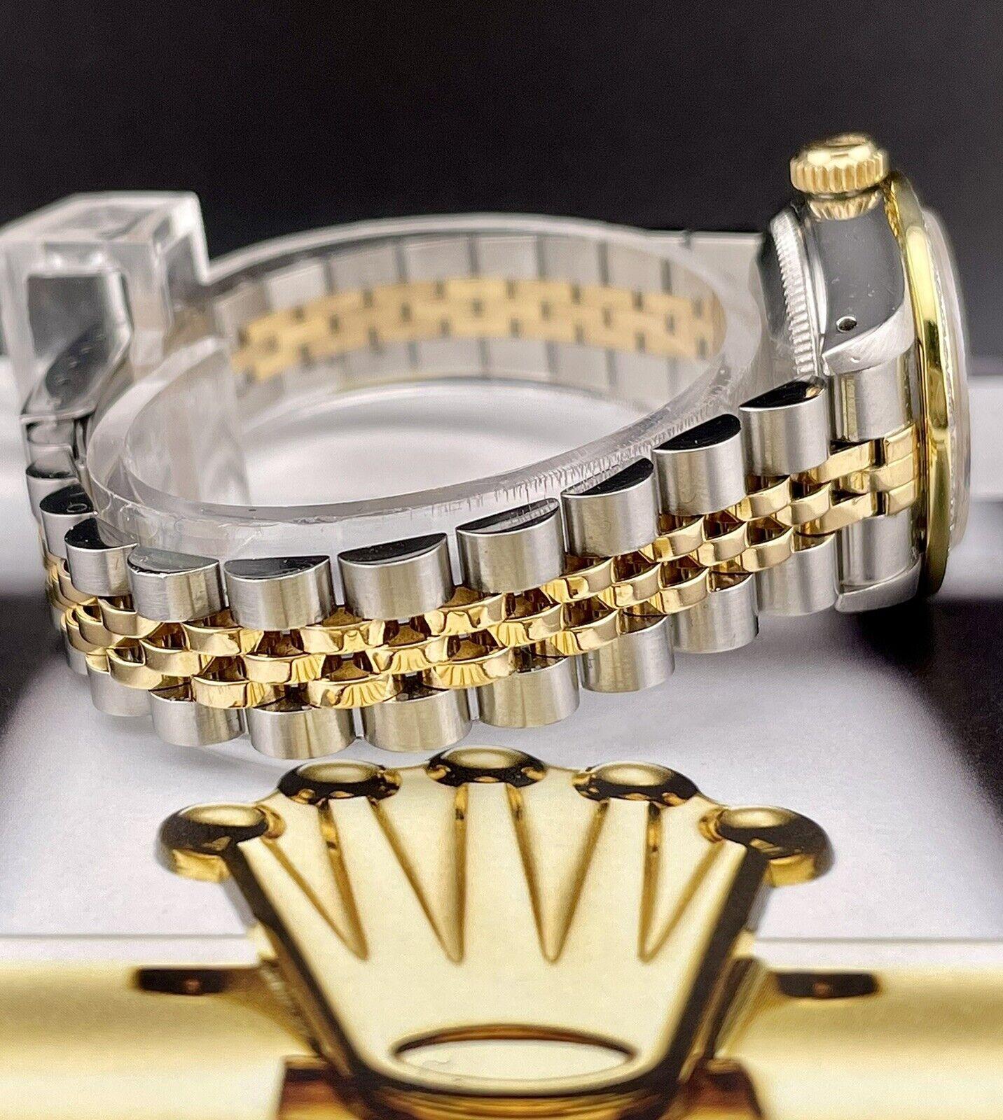 Moderne Rolex Montre Datejust 26 mm en or 18 carats et acier avec cadran blanc 1,5 carat en vente