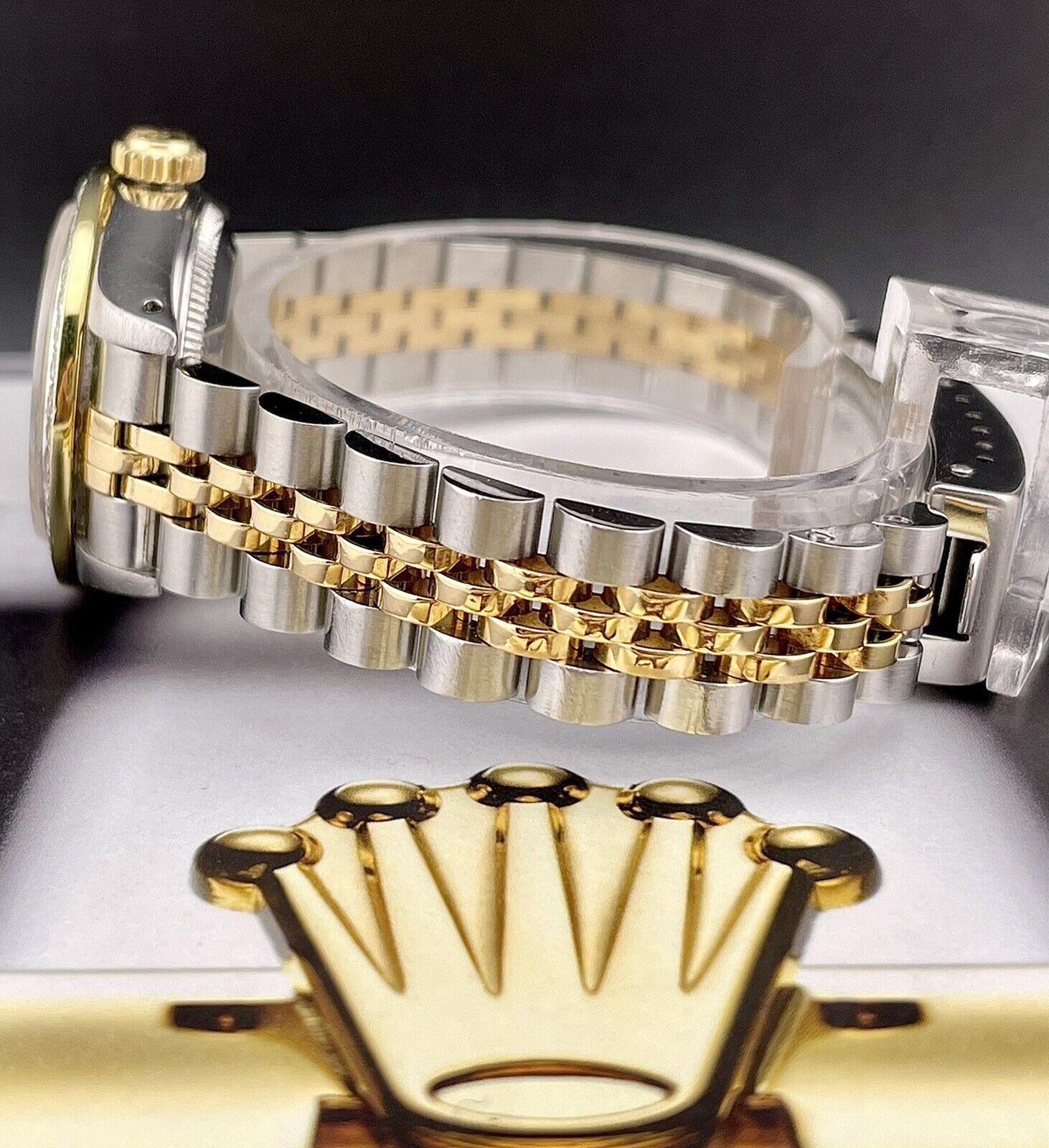 Modern Rolex Ladies Datejust 26mm 18k Gold & Steel Watch ICED 1.5ct Diamonds White Dial For Sale