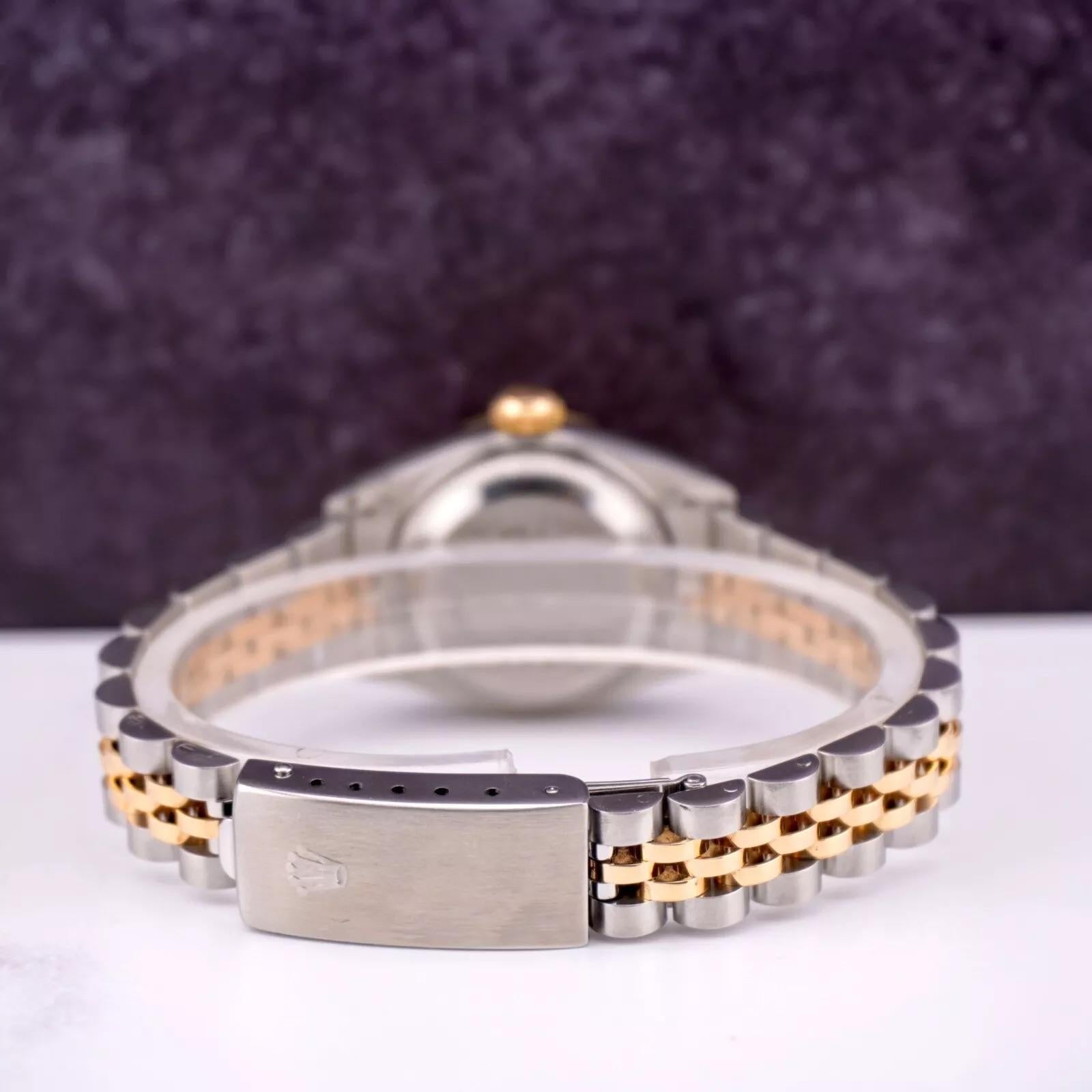Rolex Damen Datejust 26mm 18k Gelbgold & Stahl Gold Zifferblatt Uhr Ref: 69173 im Angebot 3
