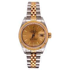 Vintage Rolex Ladies Datejust 26mm 18k Yellow Gold & Steel Gold Dial Watch Ref: 69173