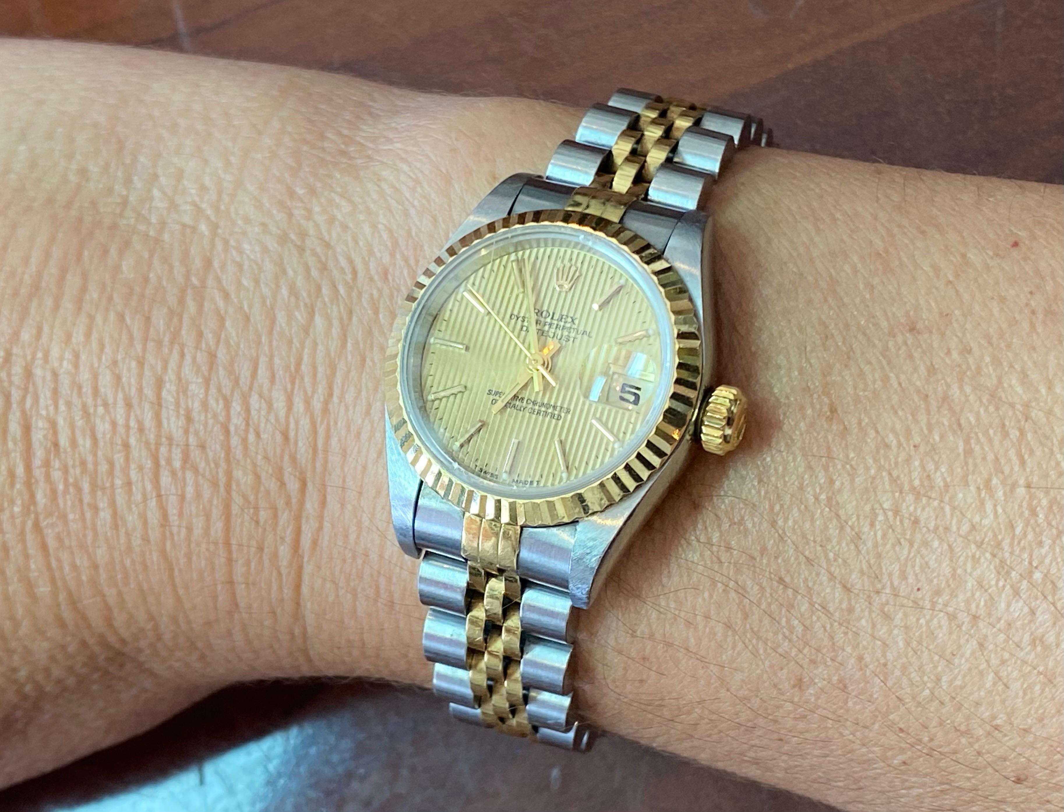 Rolex Ladies DateJust Gold Dial with Two Tone Jubilee Band 4