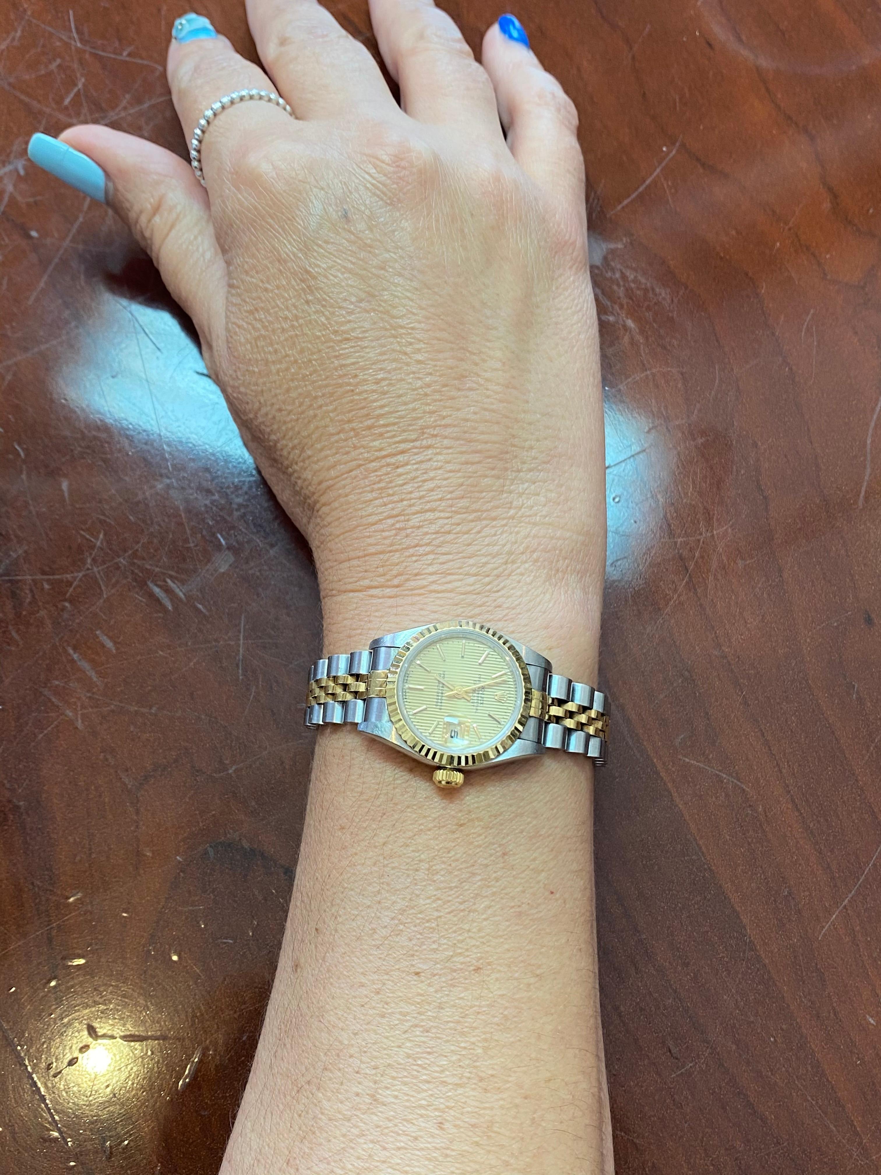 Rolex Damen DateJust Gold Zifferblatt mit zweifarbigem Jubiläumsband 8
