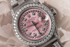 Rolex Montre Datejust avec cordon rose et diamants perpétuels en forme d'huître, 26 mm