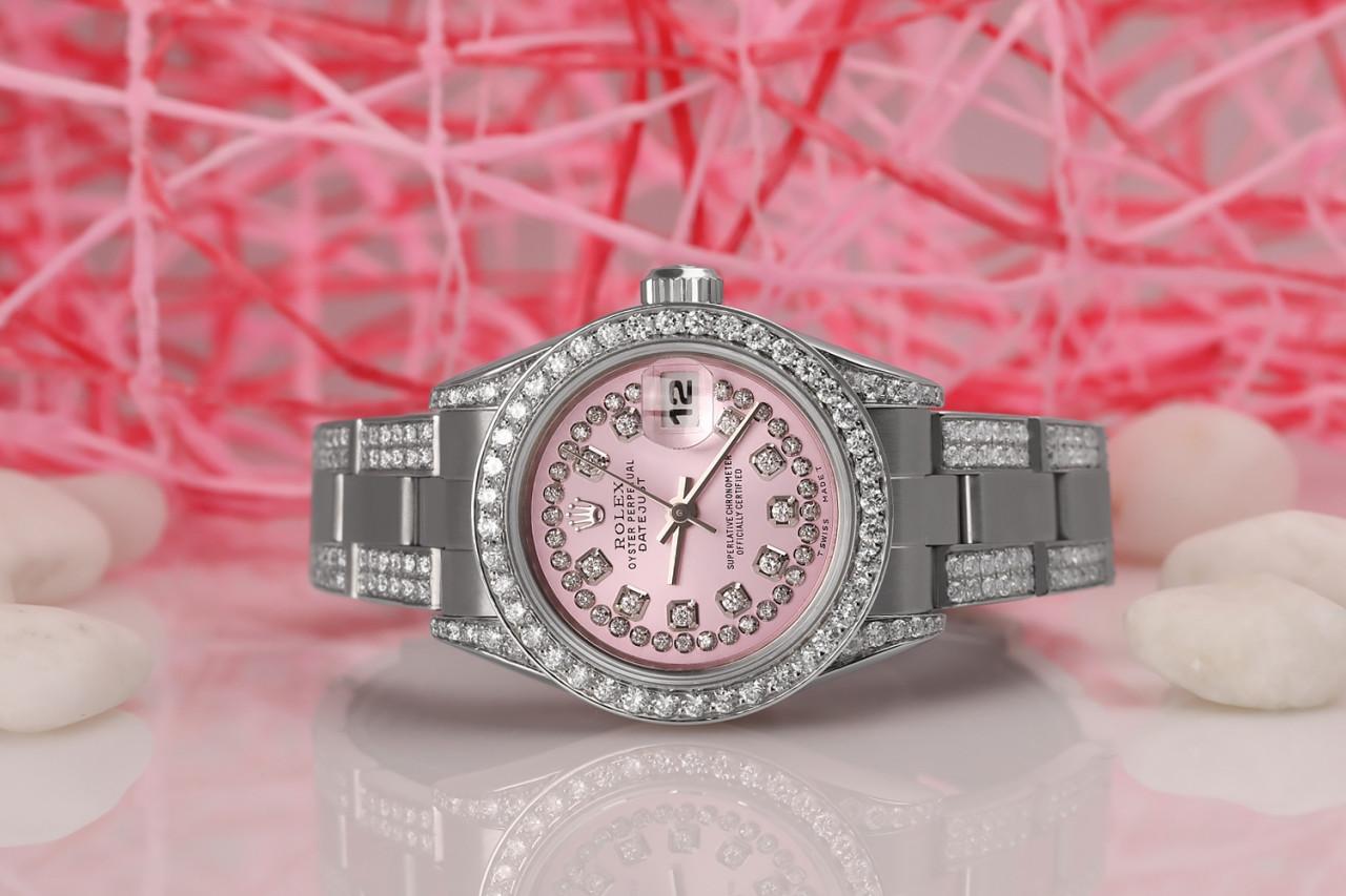 Rolex Montre Datejust avec cordon rose et diamants perpétuels en forme d'huître, 26 mm Pour femmes en vente