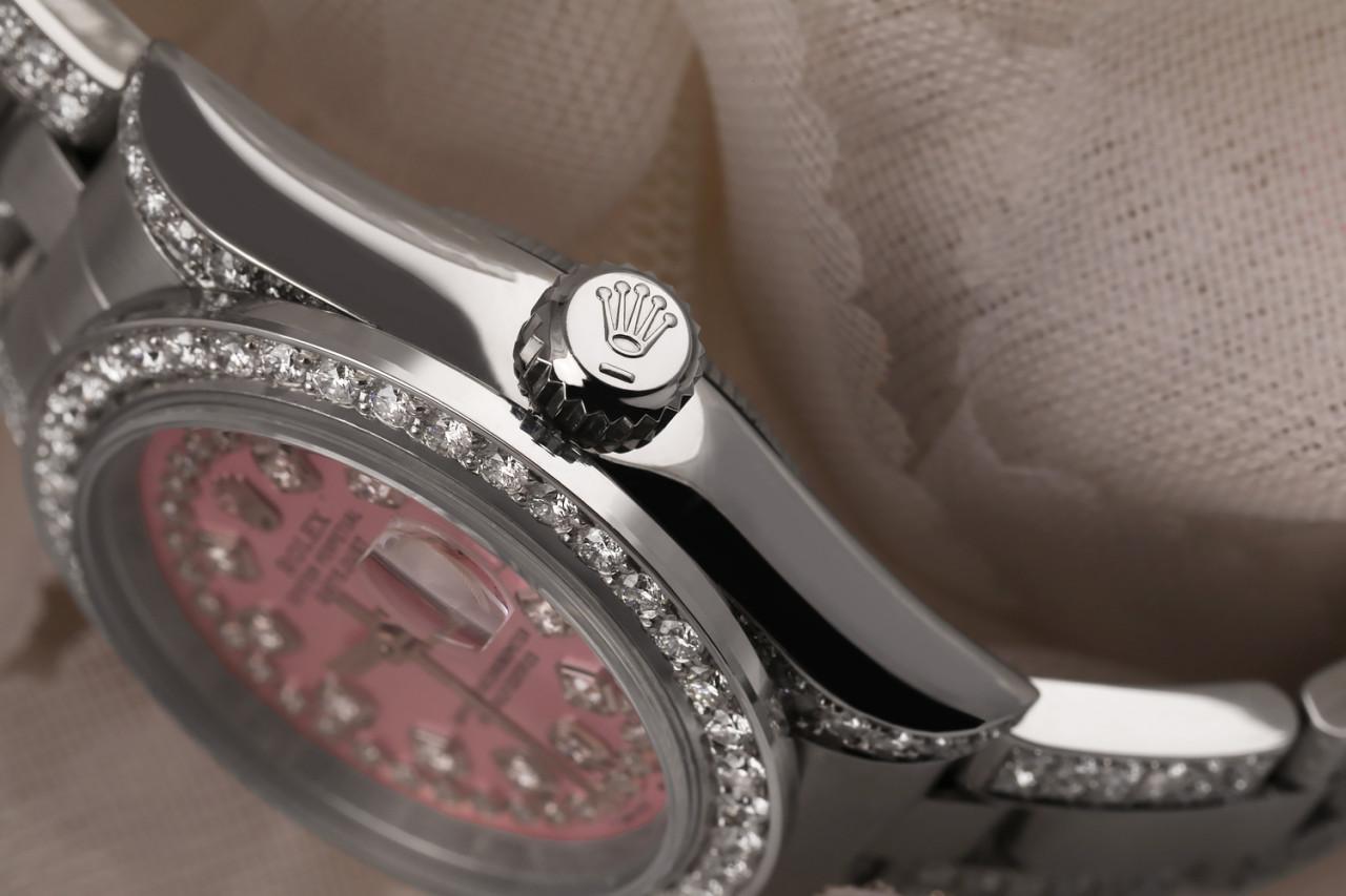 Rolex Montre Datejust avec cordon rose et diamants perpétuels en forme d'huître, 26 mm en vente 2