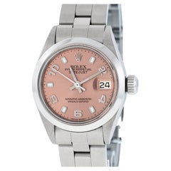 Rolex Ladies Datejust Salmon Arabic Dial Stainless Steel Watch Oyster Band