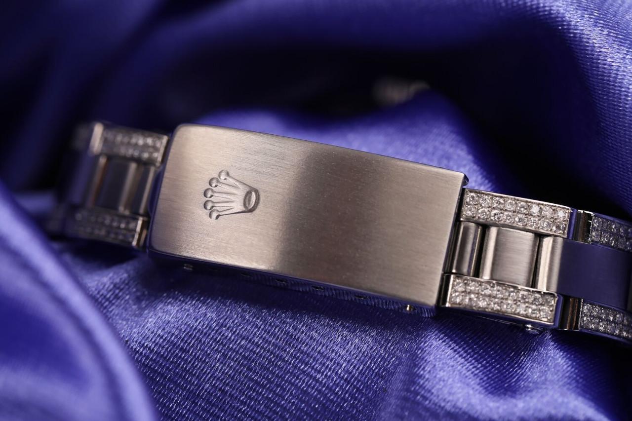 Rolex Damen Datejust 26mm Silber String S/S Oyster Perpetual Diamantuhr im Angebot 1